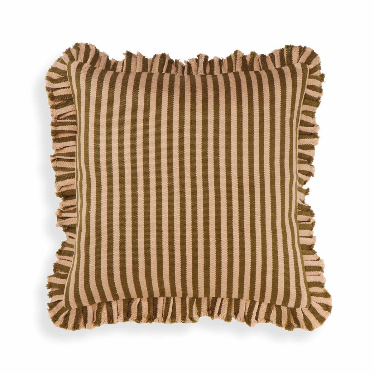 Alessia  Striped Ruffle 20" Square Accent Pillow