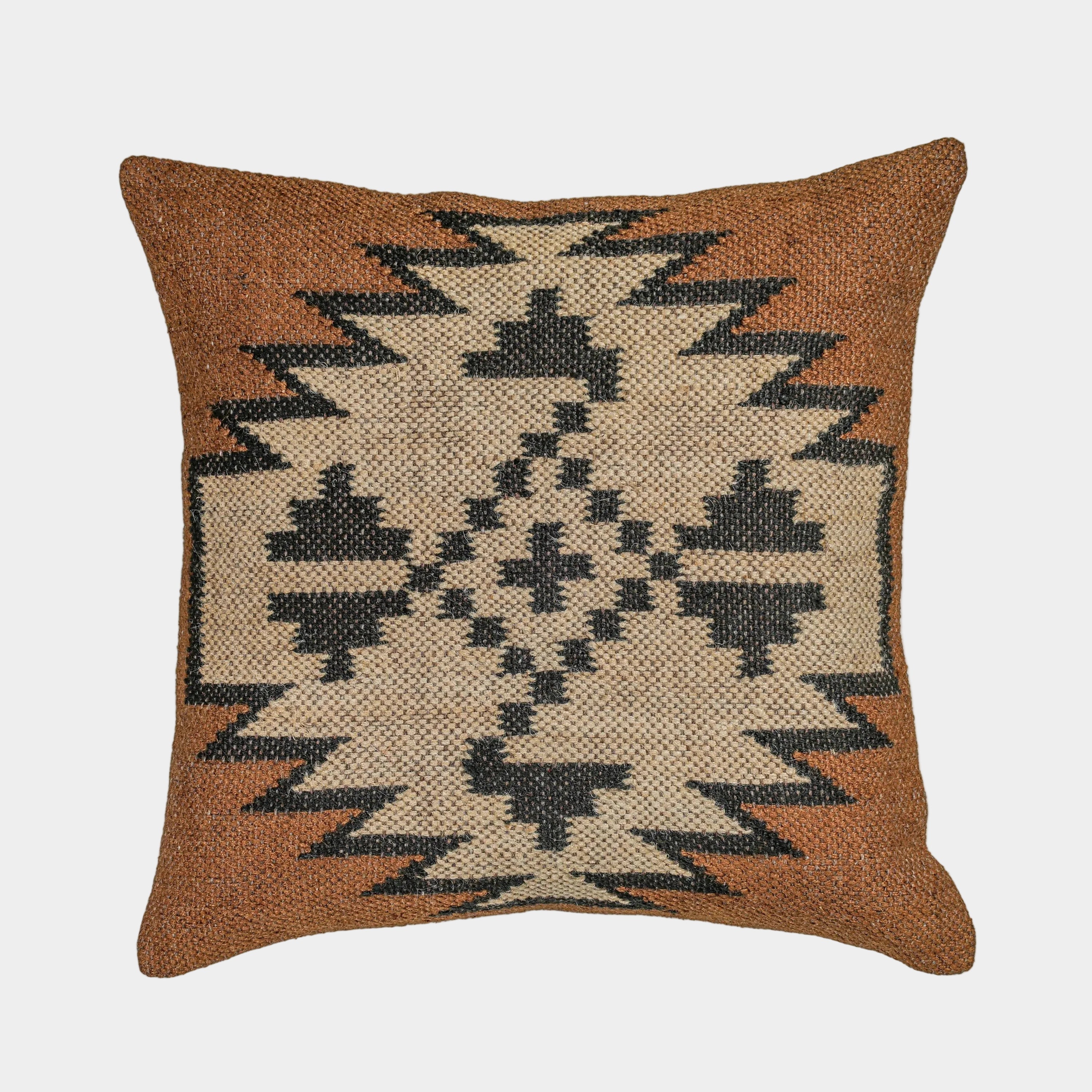 Terra 20" Square Wool and Jute Kilim Throw Pillow