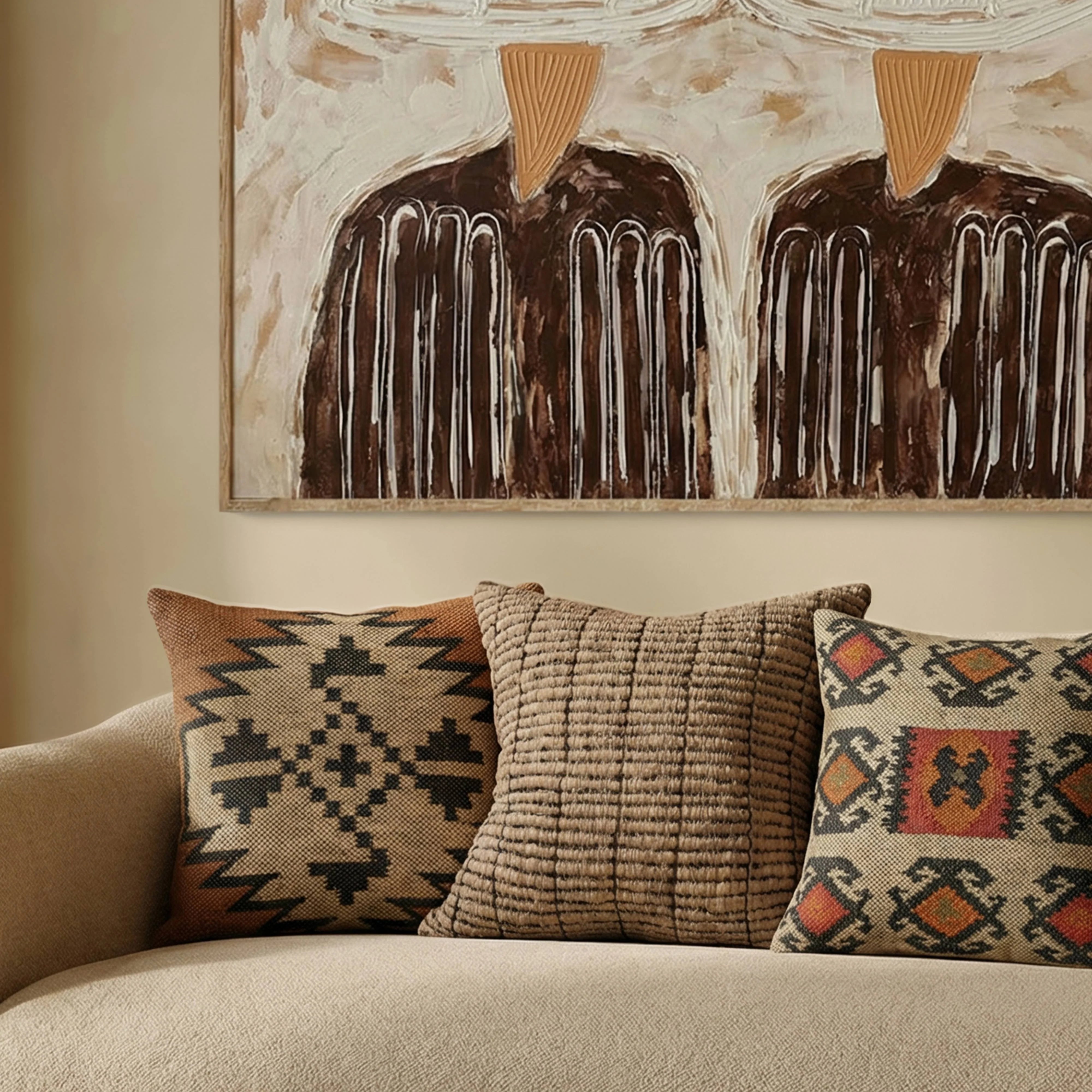 Terra 20" Square Wool and Jute Kilim Throw Pillow