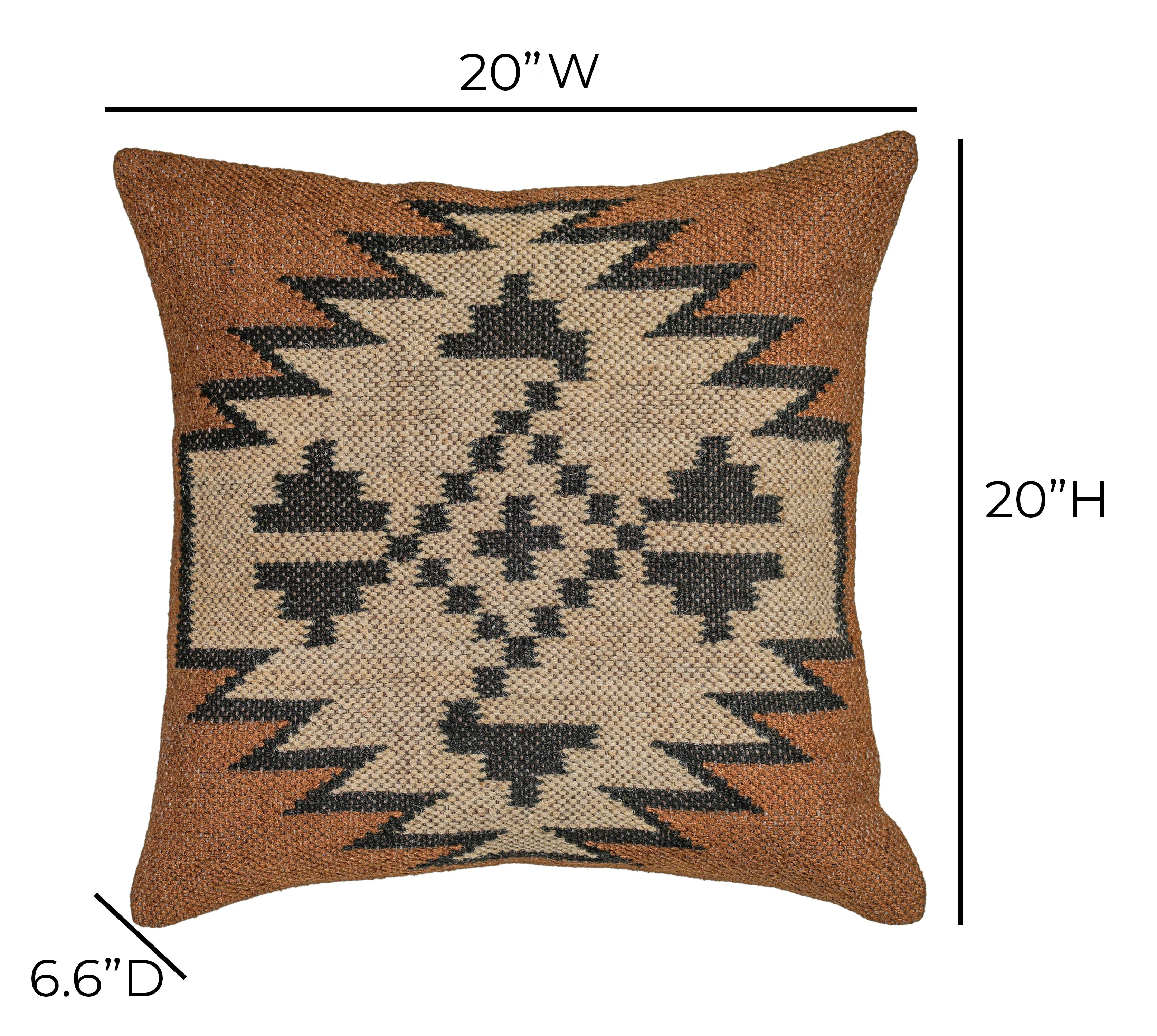 Terra 20" Square Wool and Jute Kilim Throw Pillow