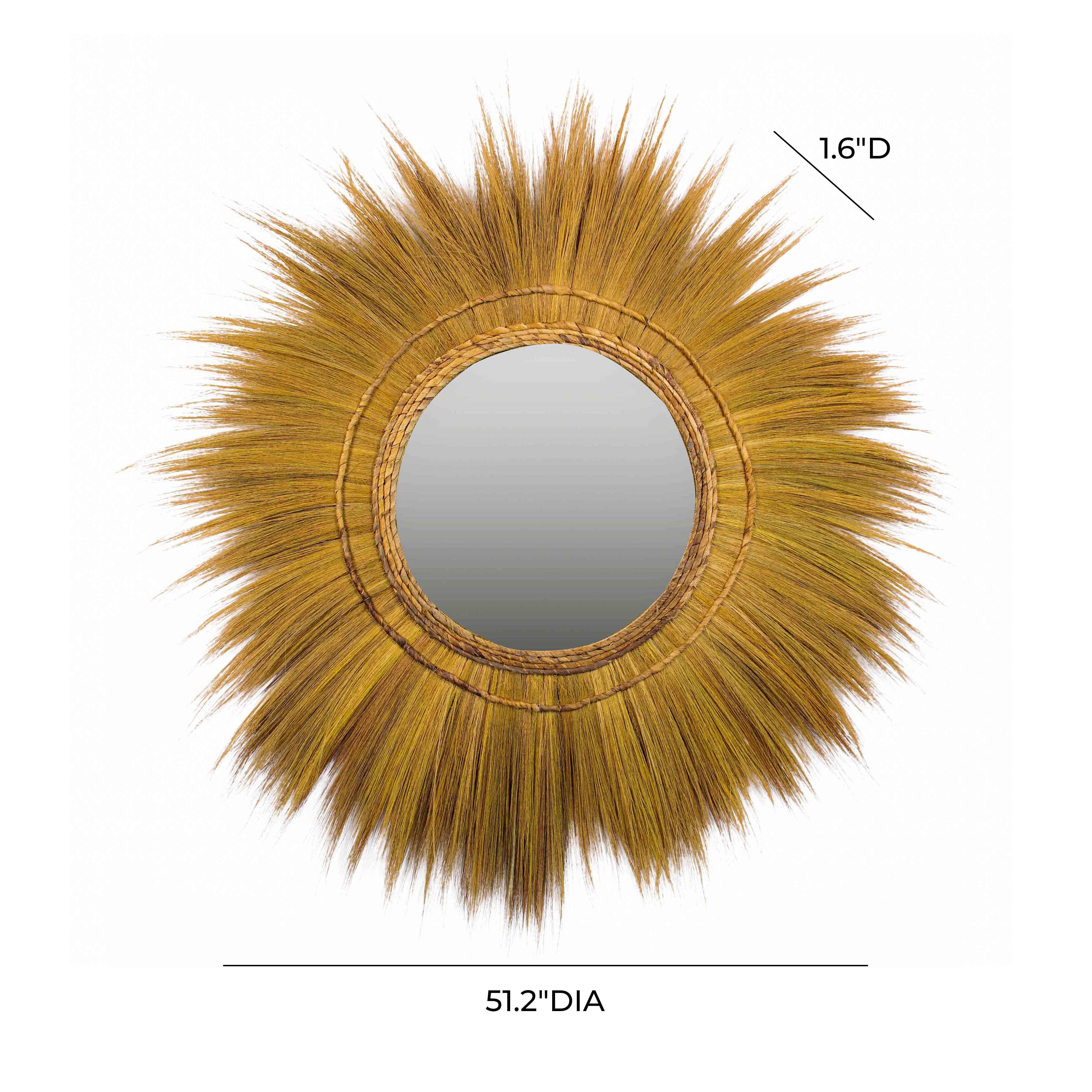 Miroir mural rond en gazon naturel Mettu