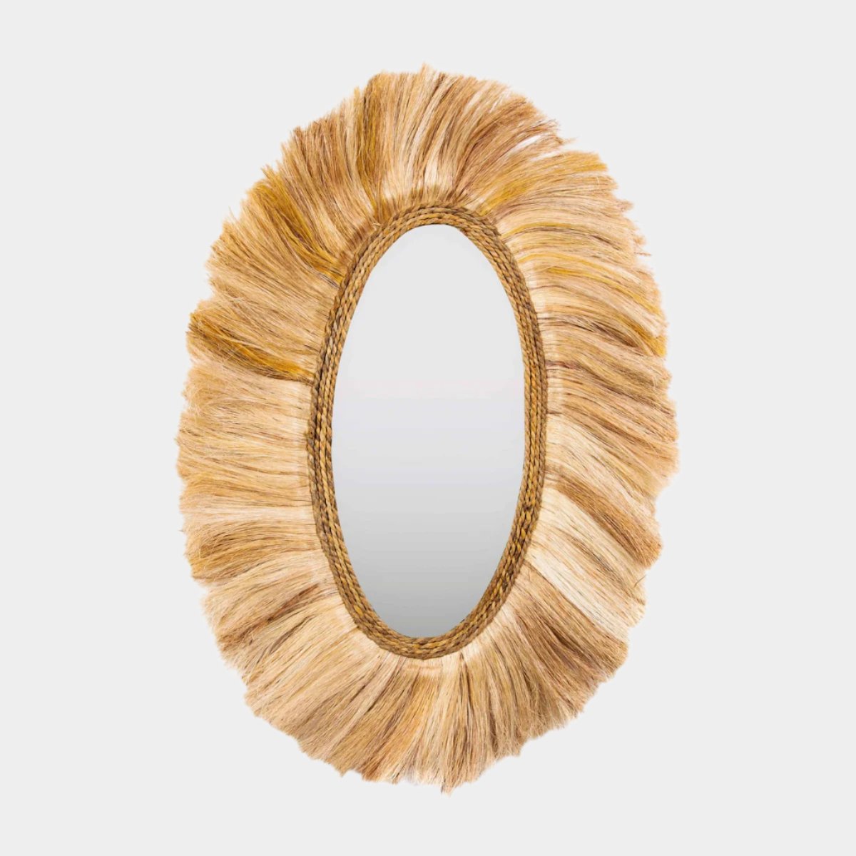 Tribal Natural Abaca Grass Oval Wall Mirror