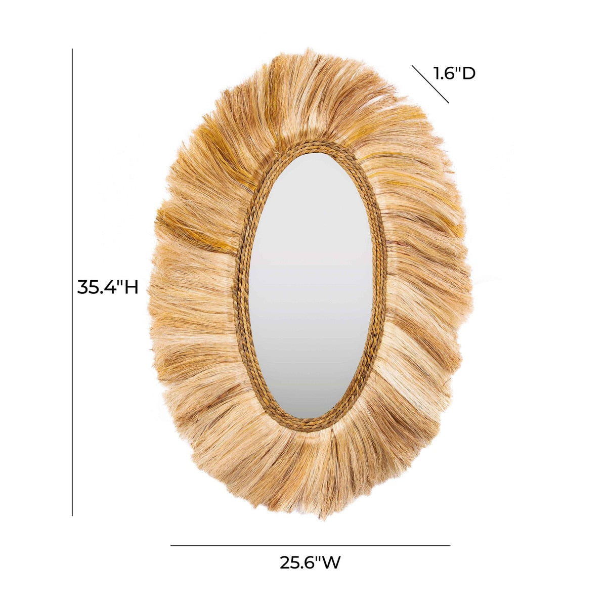 Tribal Natural Abaca Grass Oval Wall Mirror