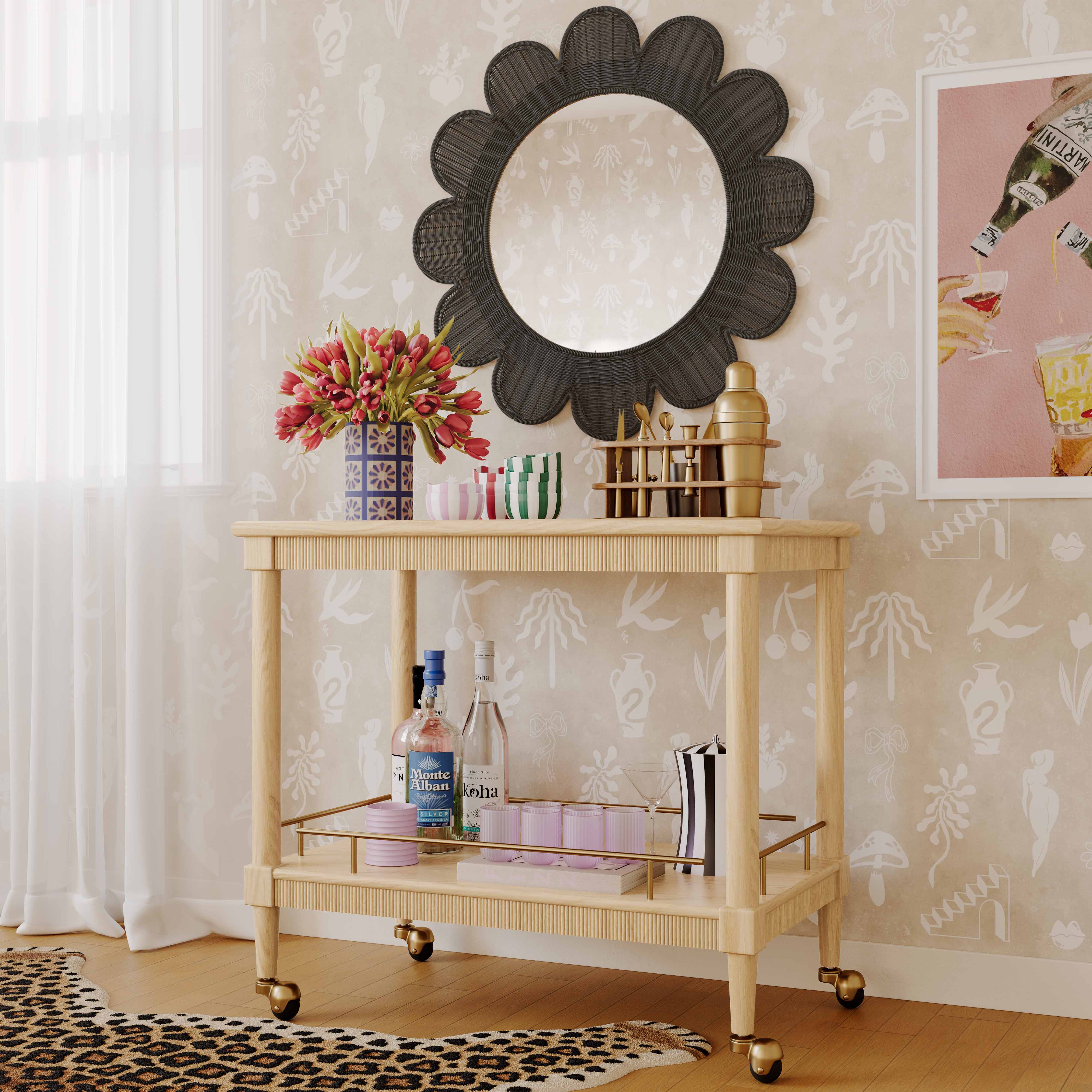 Coralie 33.4" Rattan Round Wall Mirror