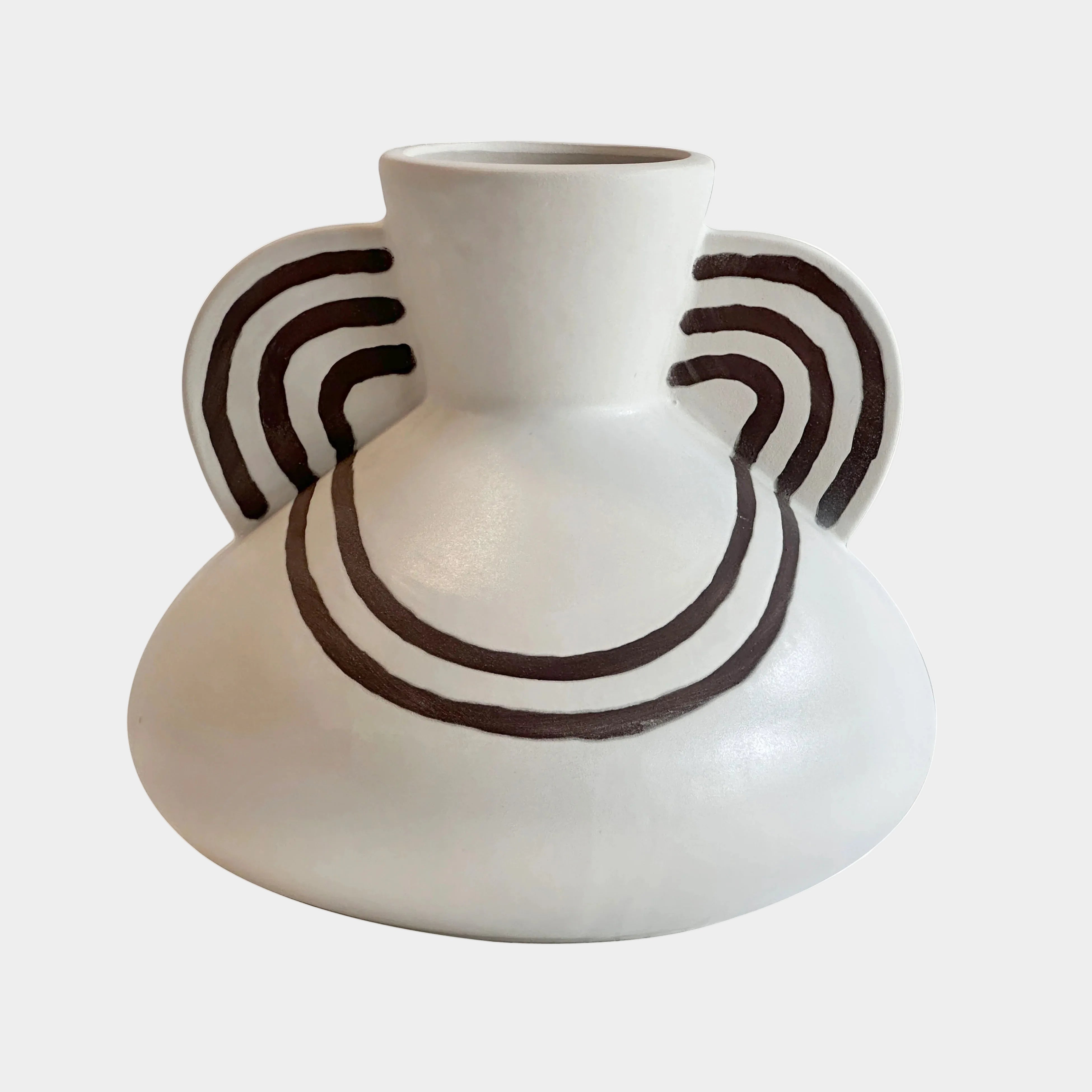 Ceramic Line Art Wide-Bodied Vase