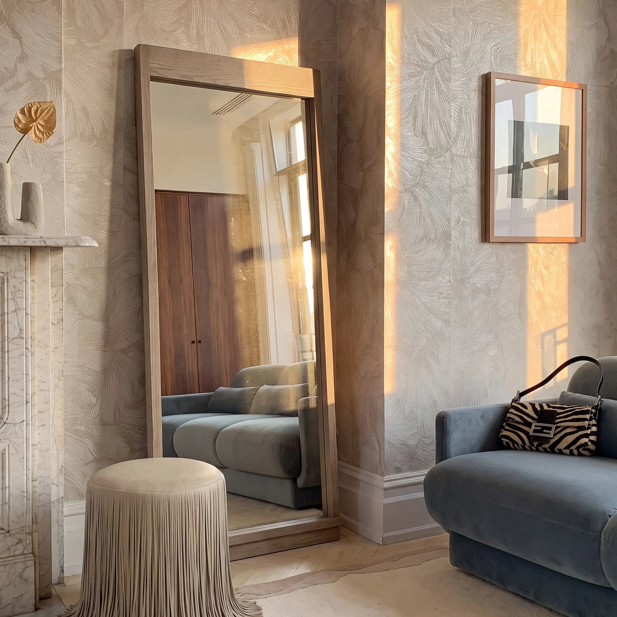 Aimee 44"X77" Solid Brushed Ash Floor Mirror