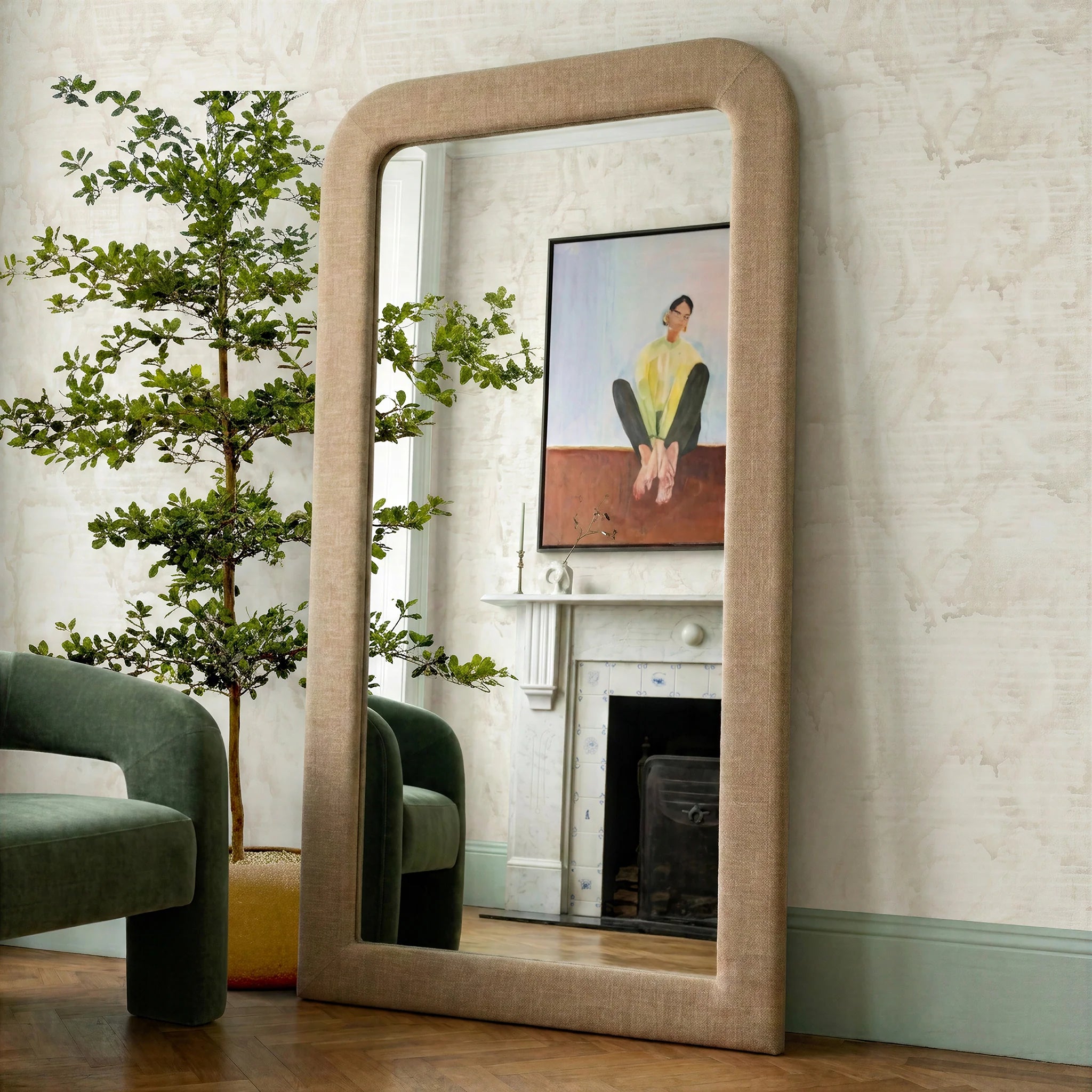 Heidi 43"X78" Upholstered Oversized Floor Mirror