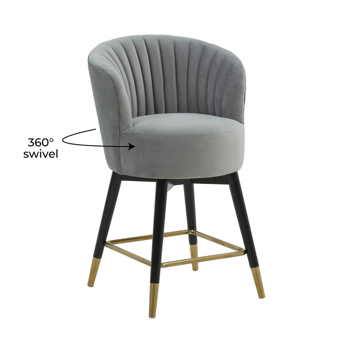 Liana Grey Velvet Swivel Stool by Inspire Me! Home Decor