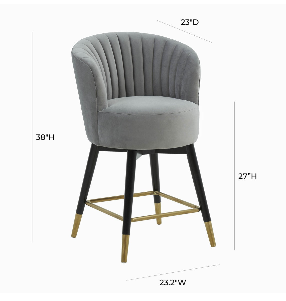 Liana Grey Velvet Swivel Stool by Inspire Me! Home Decor