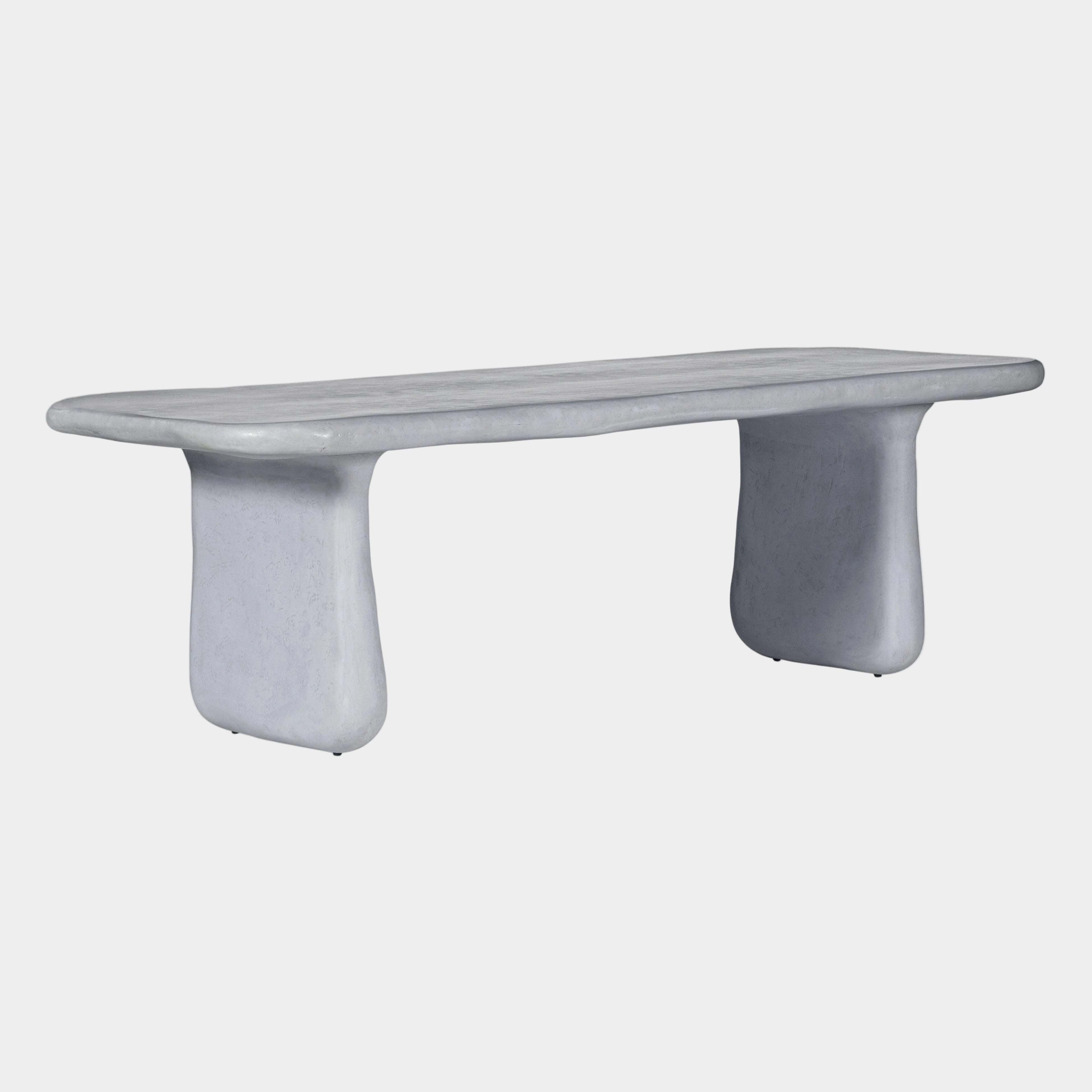 Athen 95" Grey Faux Stone Indoor / Outdoor Rectangular Dining Table