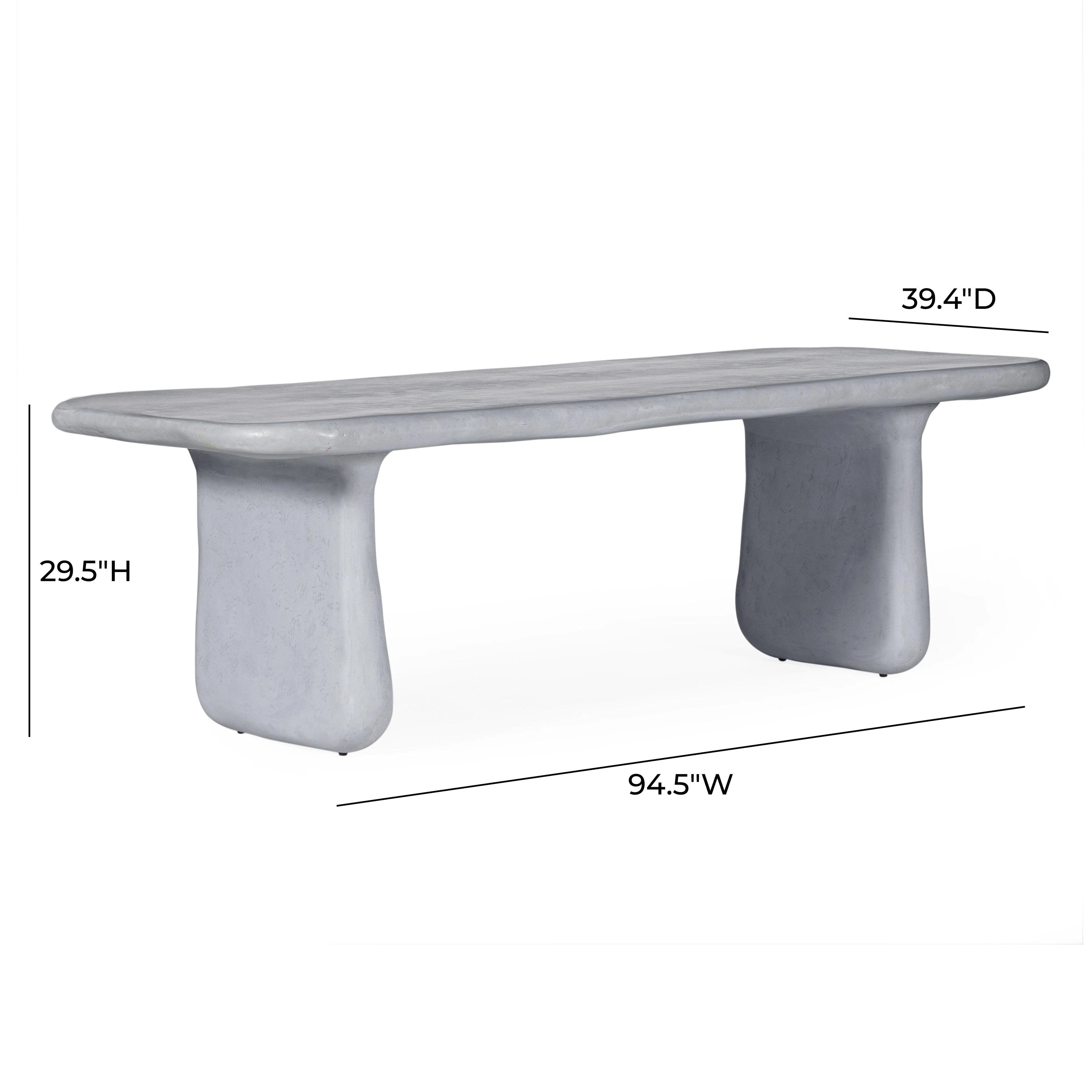 Athen 95" Grey Faux Stone Indoor / Outdoor Rectangular Dining Table
