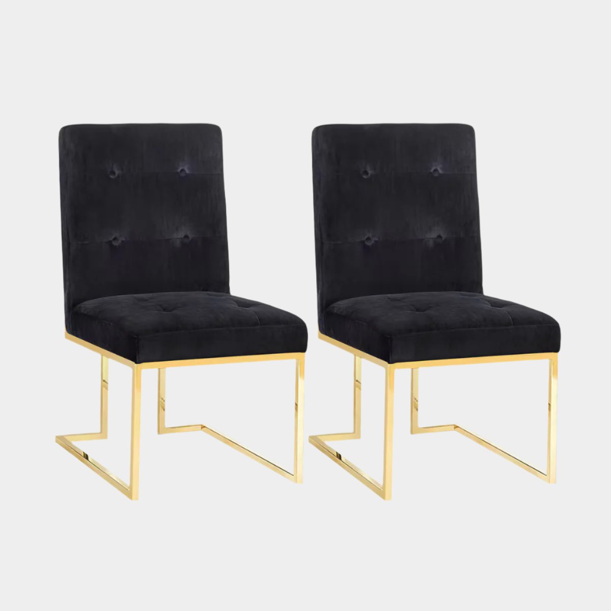 Akiko Black Velvet Chair - Set of 2