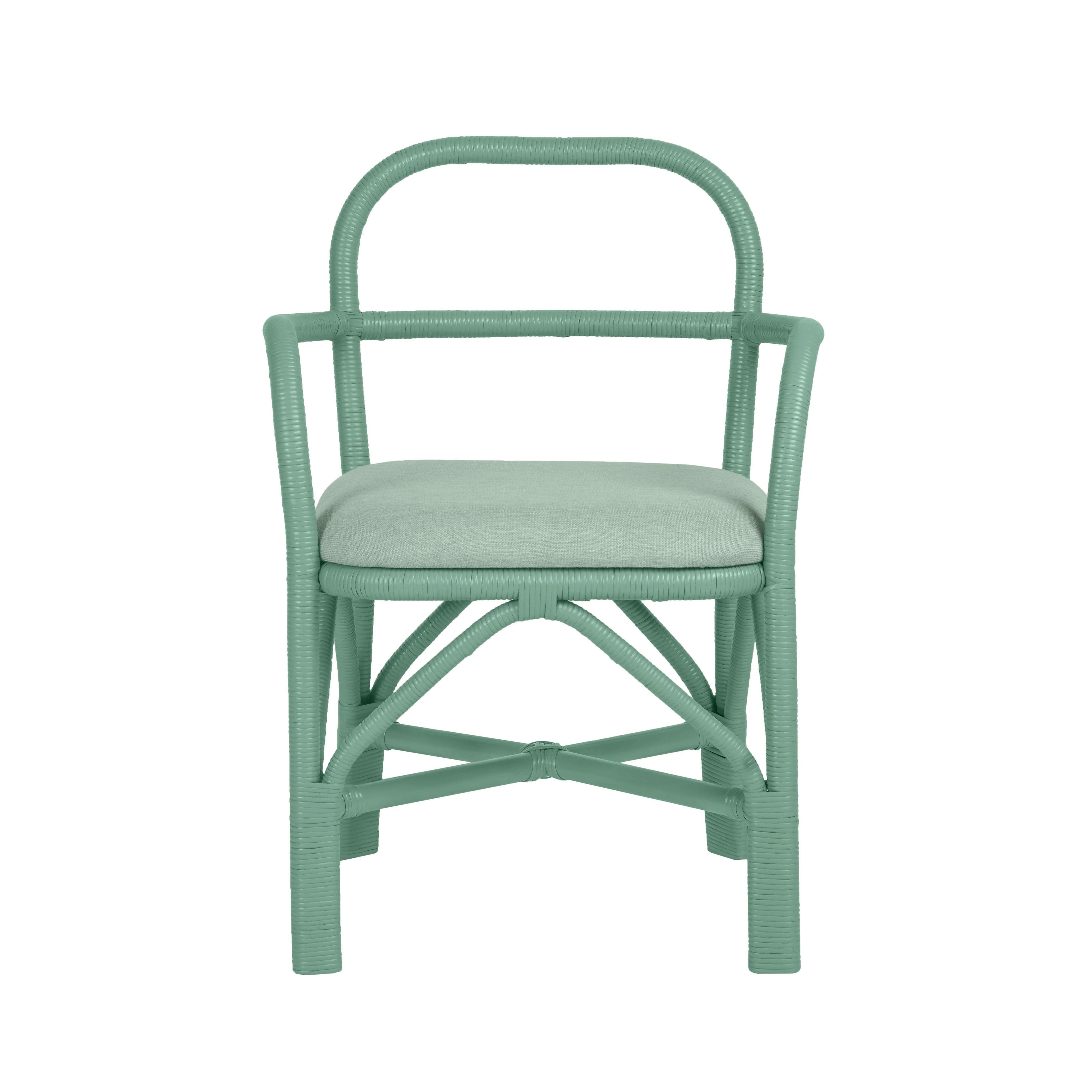 Chaise de salle à manger en rotin vert Ginny