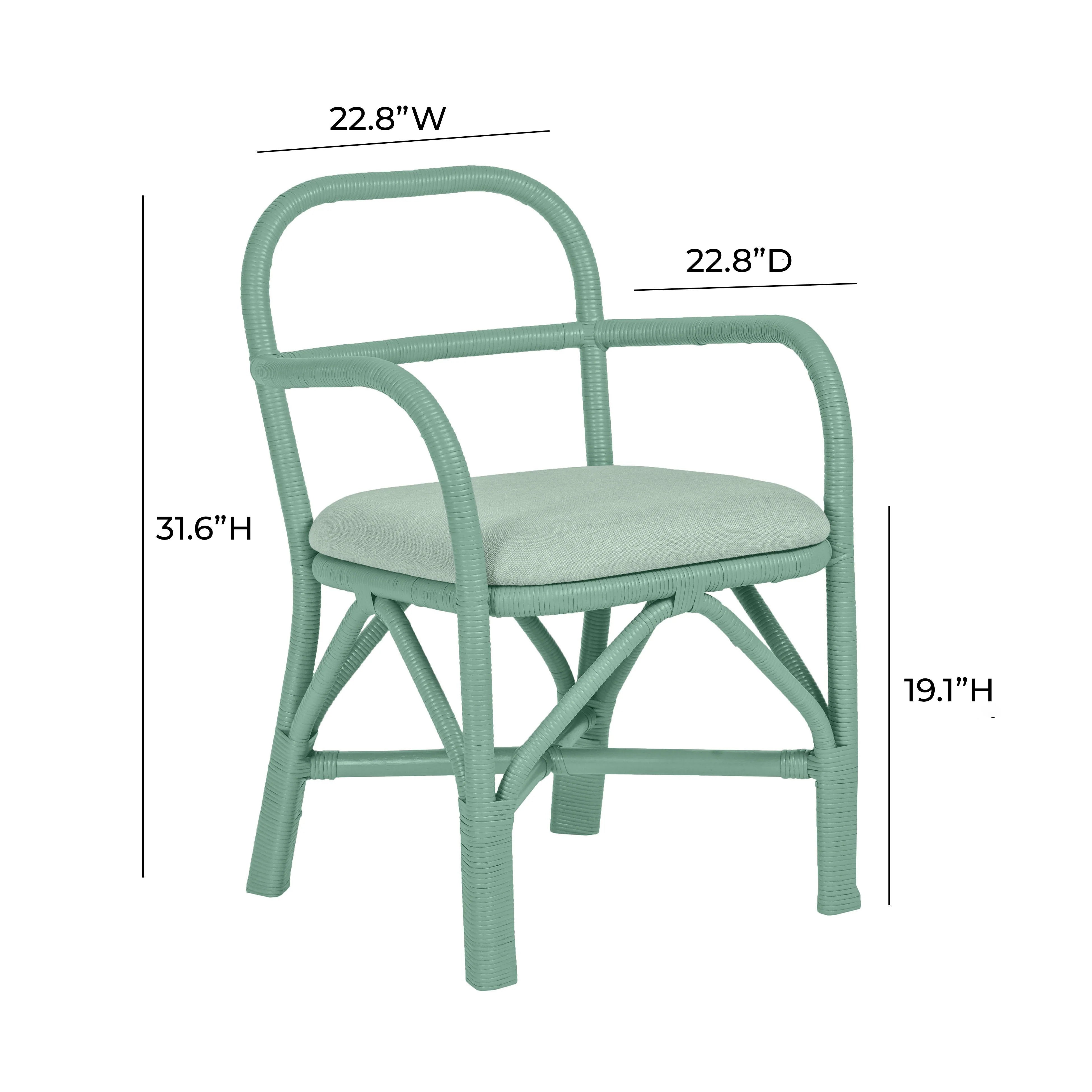 Chaise de salle à manger en rotin vert Ginny
