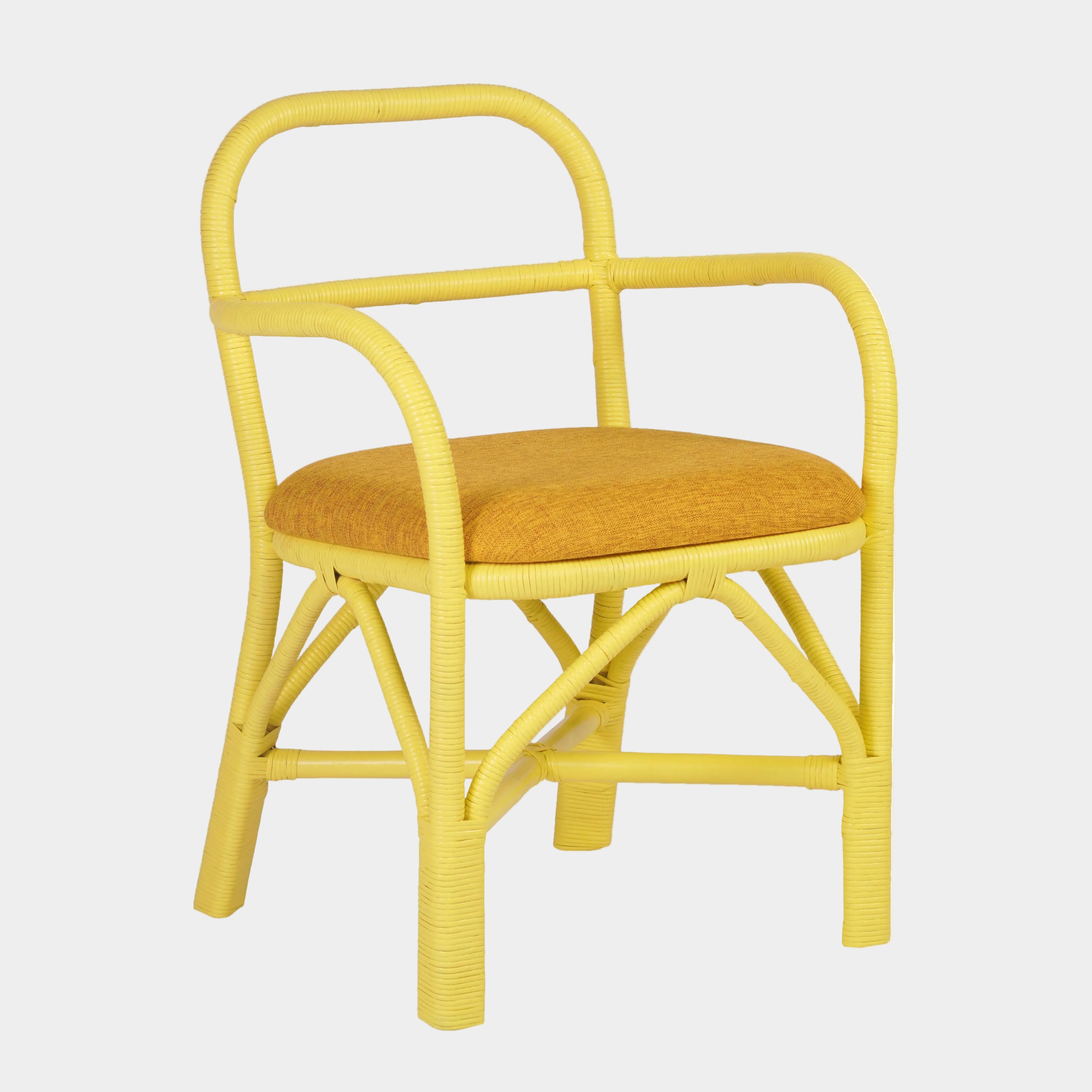 Chaise de salle à manger en rotin vert Ginny