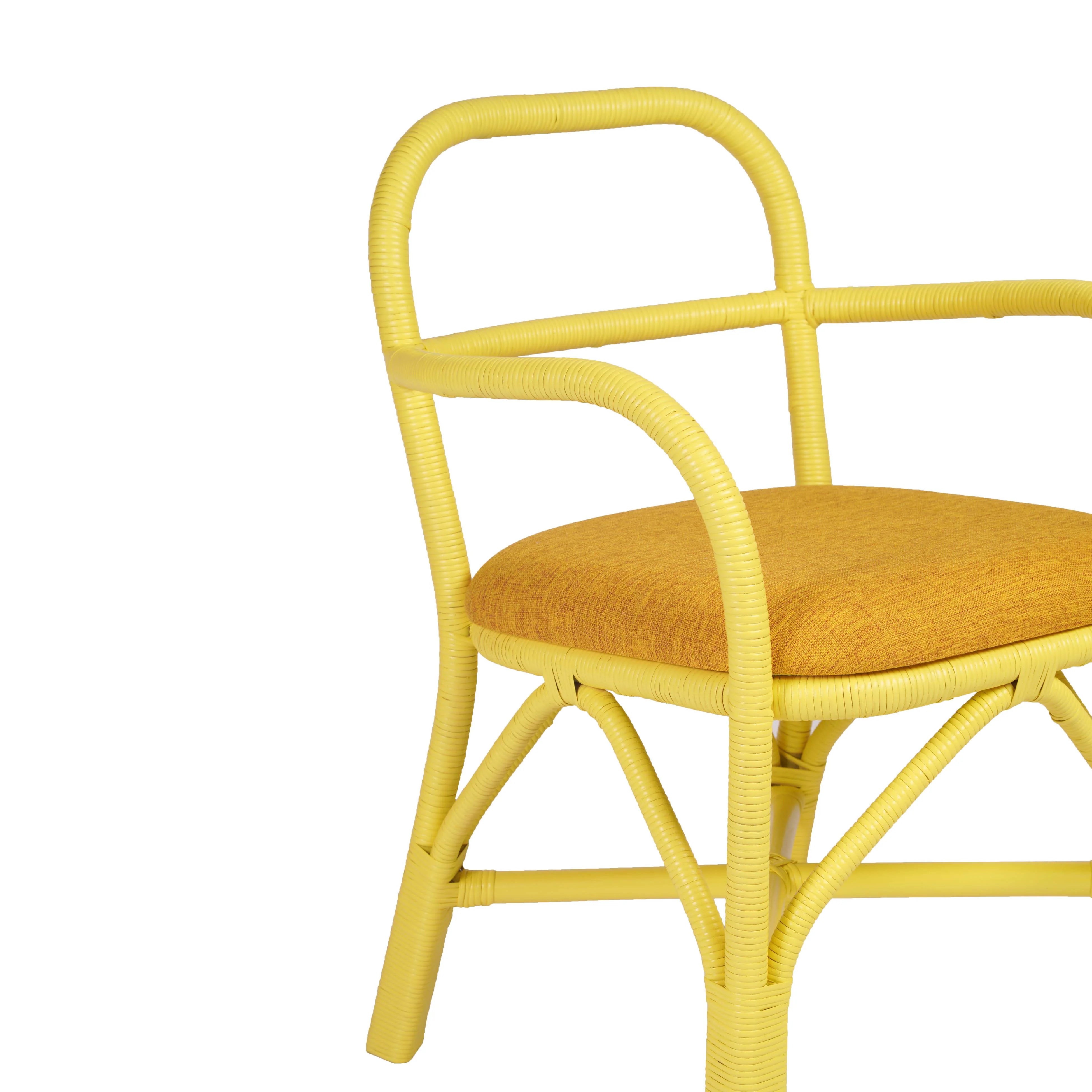Chaise de salle à manger en rotin vert Ginny