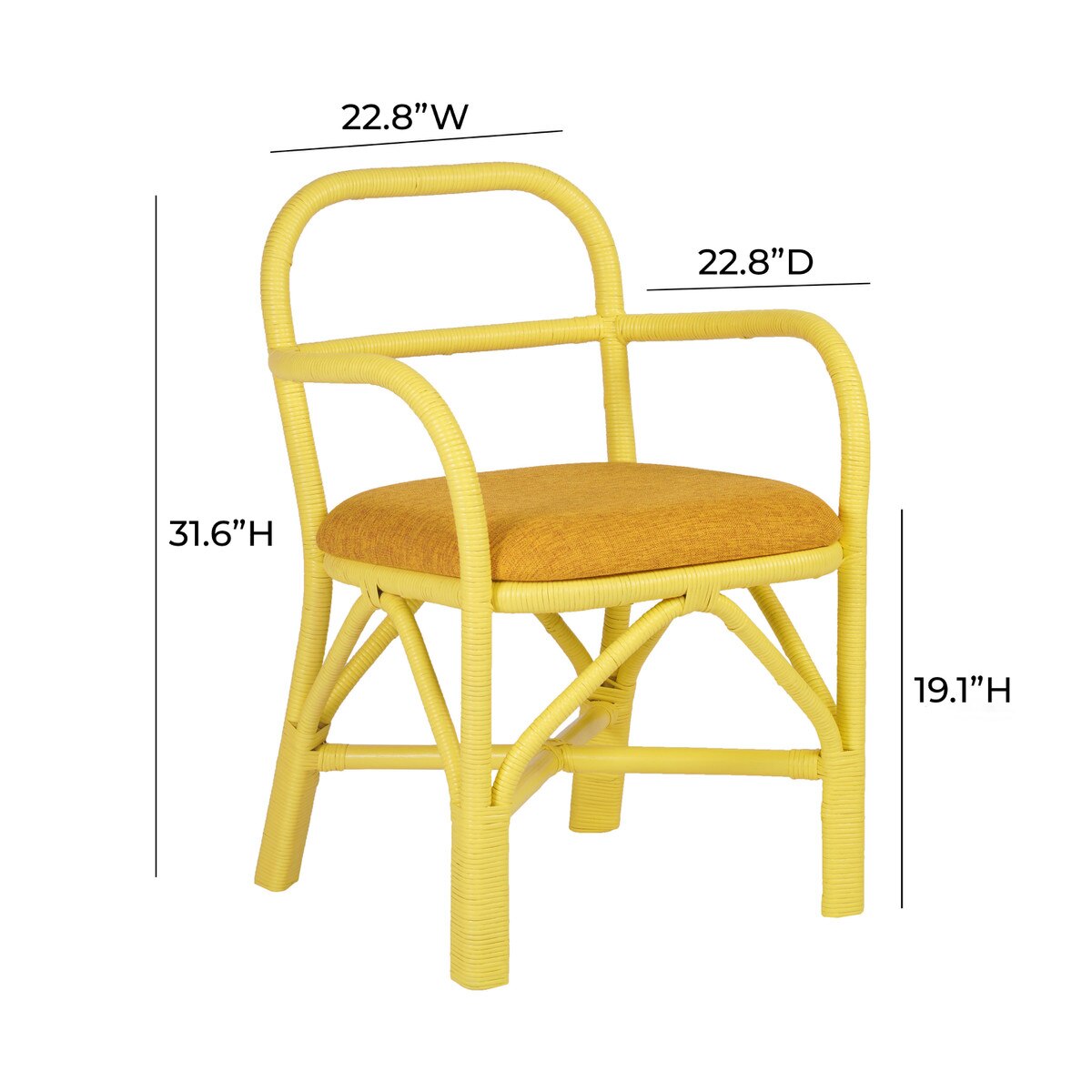 Ginny Yellow Rattan Dining Chair