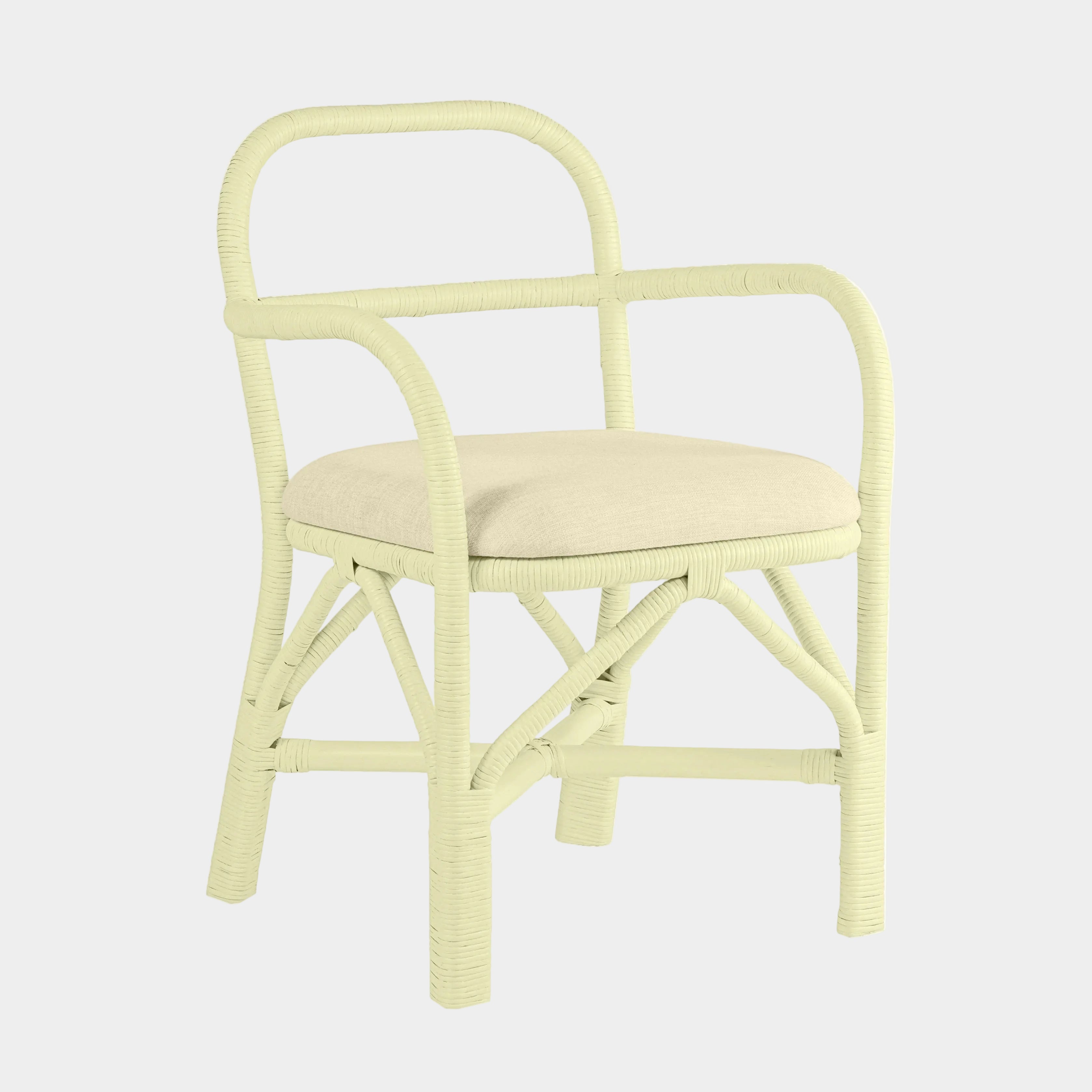 Chaise de salle à manger en rotin vert Ginny