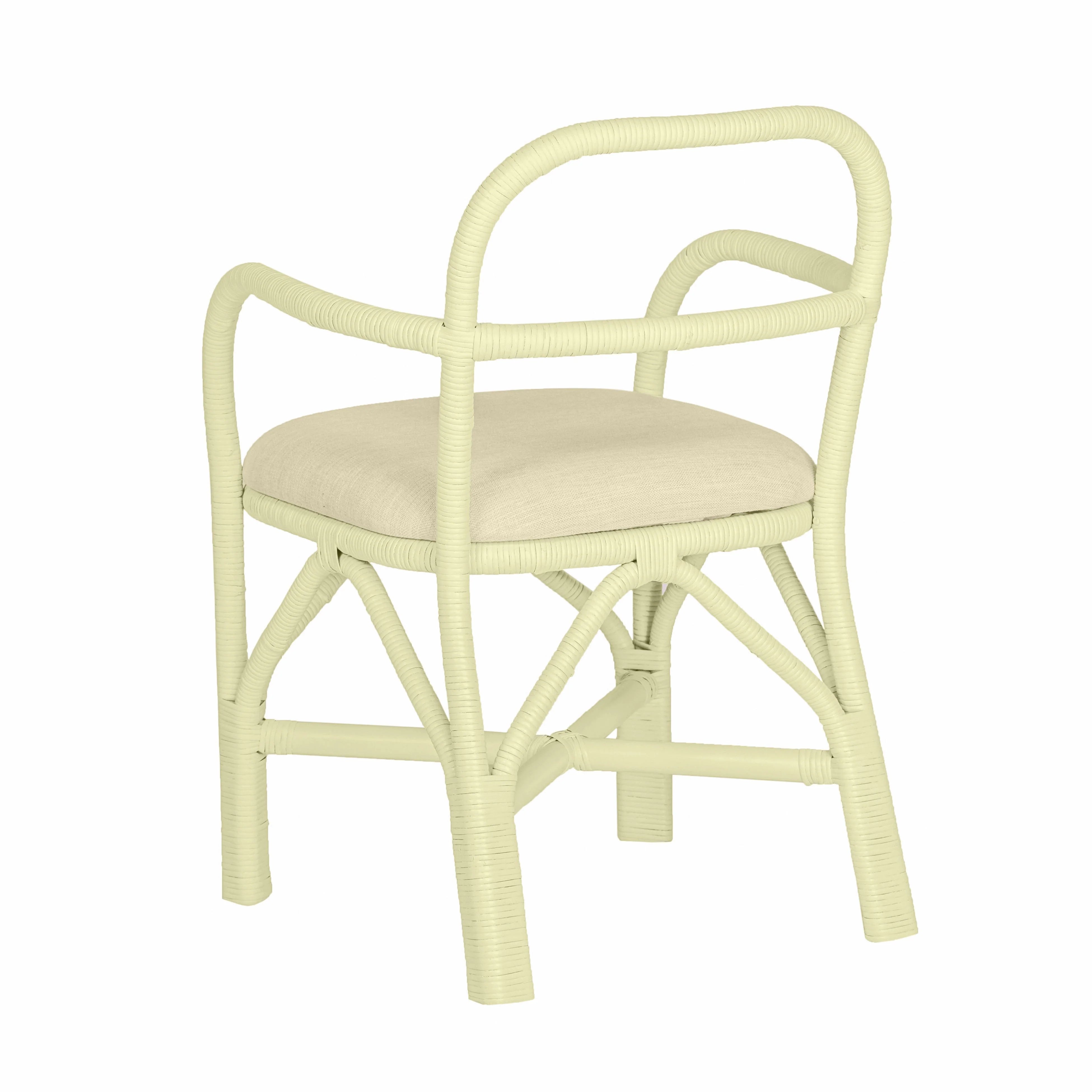 Chaise de salle à manger en rotin vert Ginny