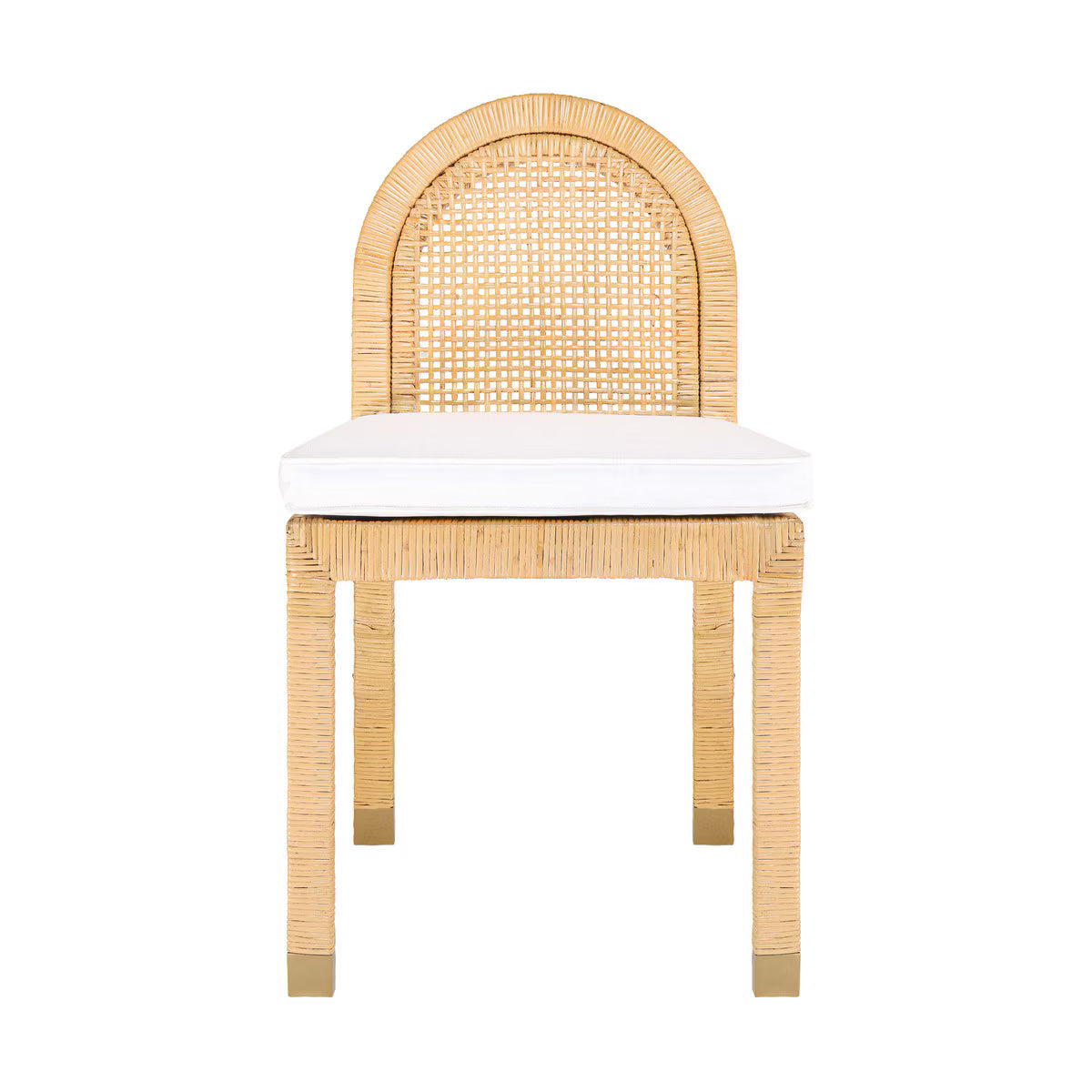 Amara Natural Rattan and Performance Fabric Arched Back Dining Chair