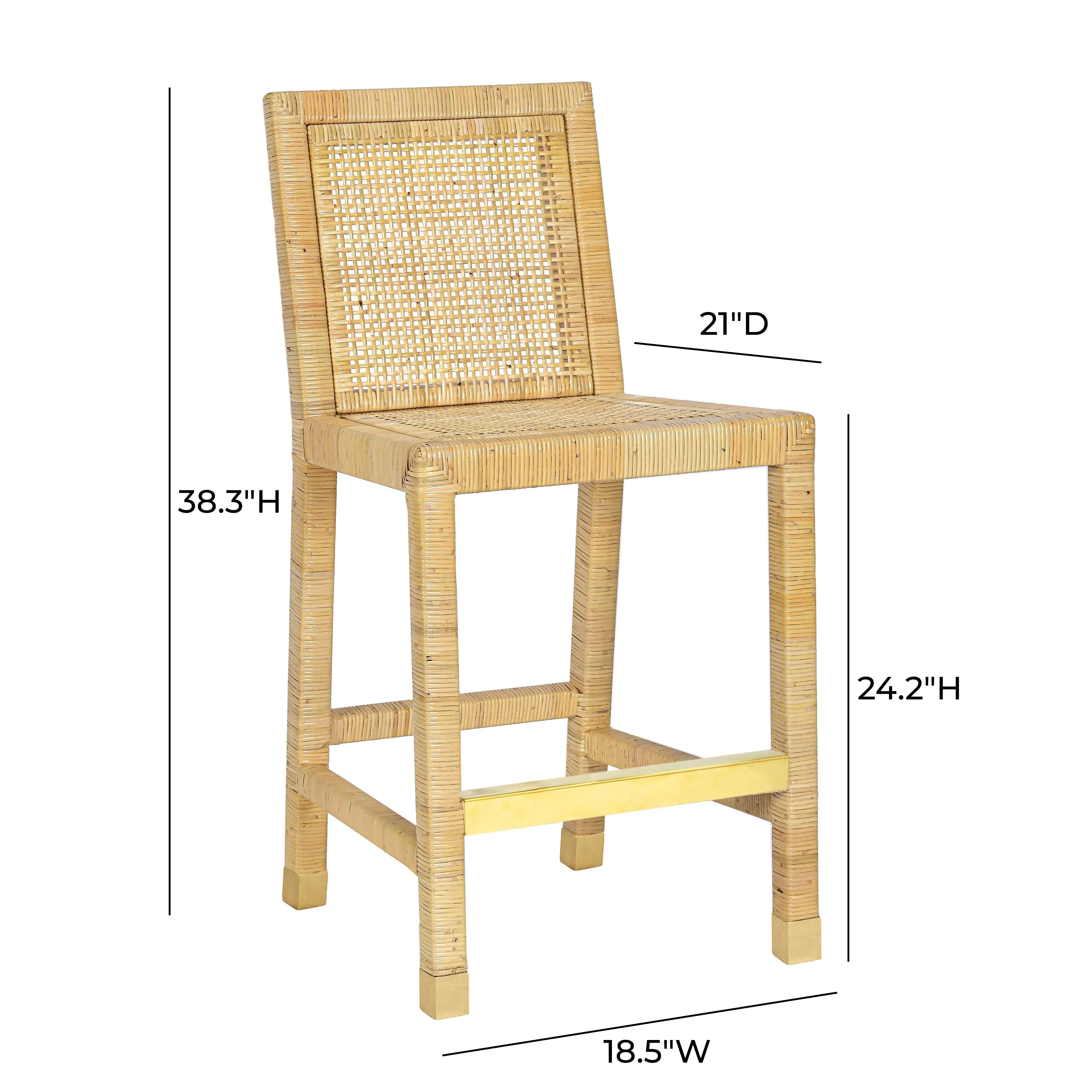 Amara Rattan & Cream Contract-Grade Linen Stool