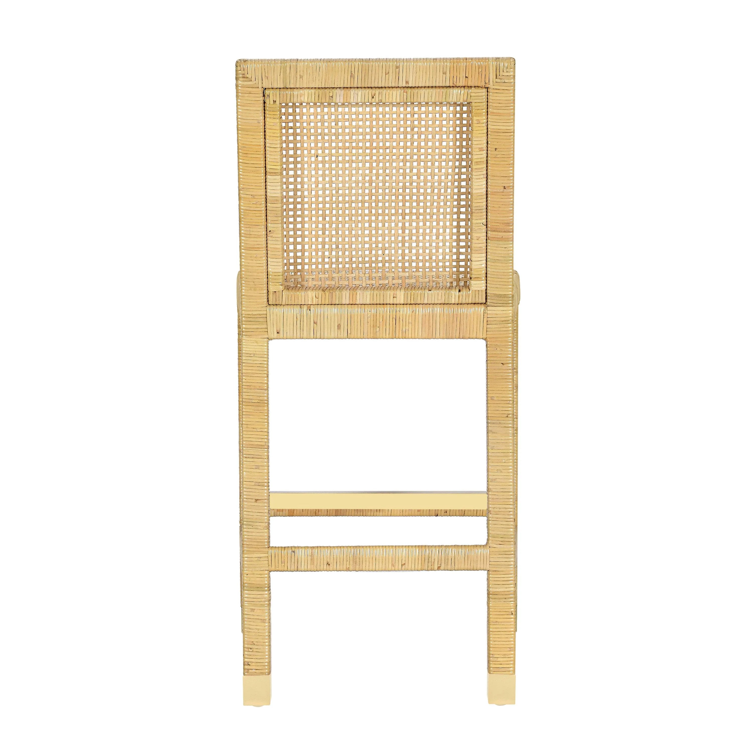 Amara Rattan & Cream Contract-Grade Linen Stool