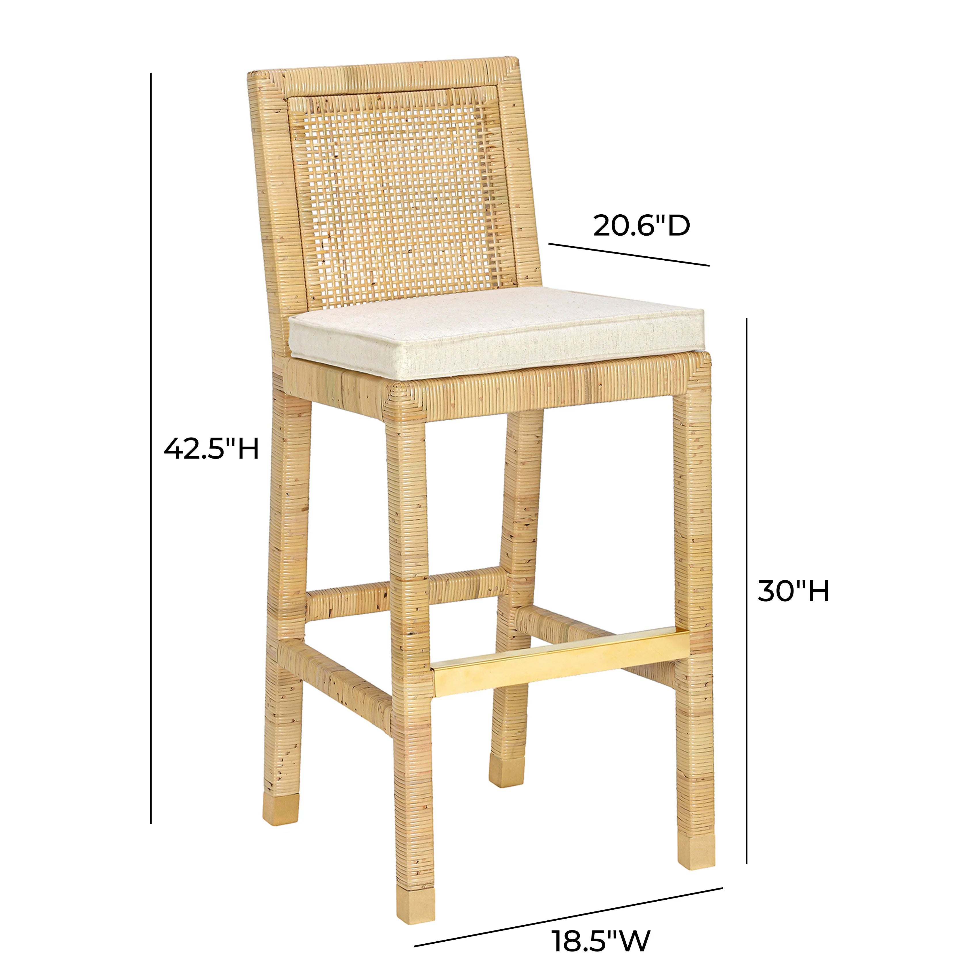 Amara Rattan & Cream Contract-Grade Linen Stool