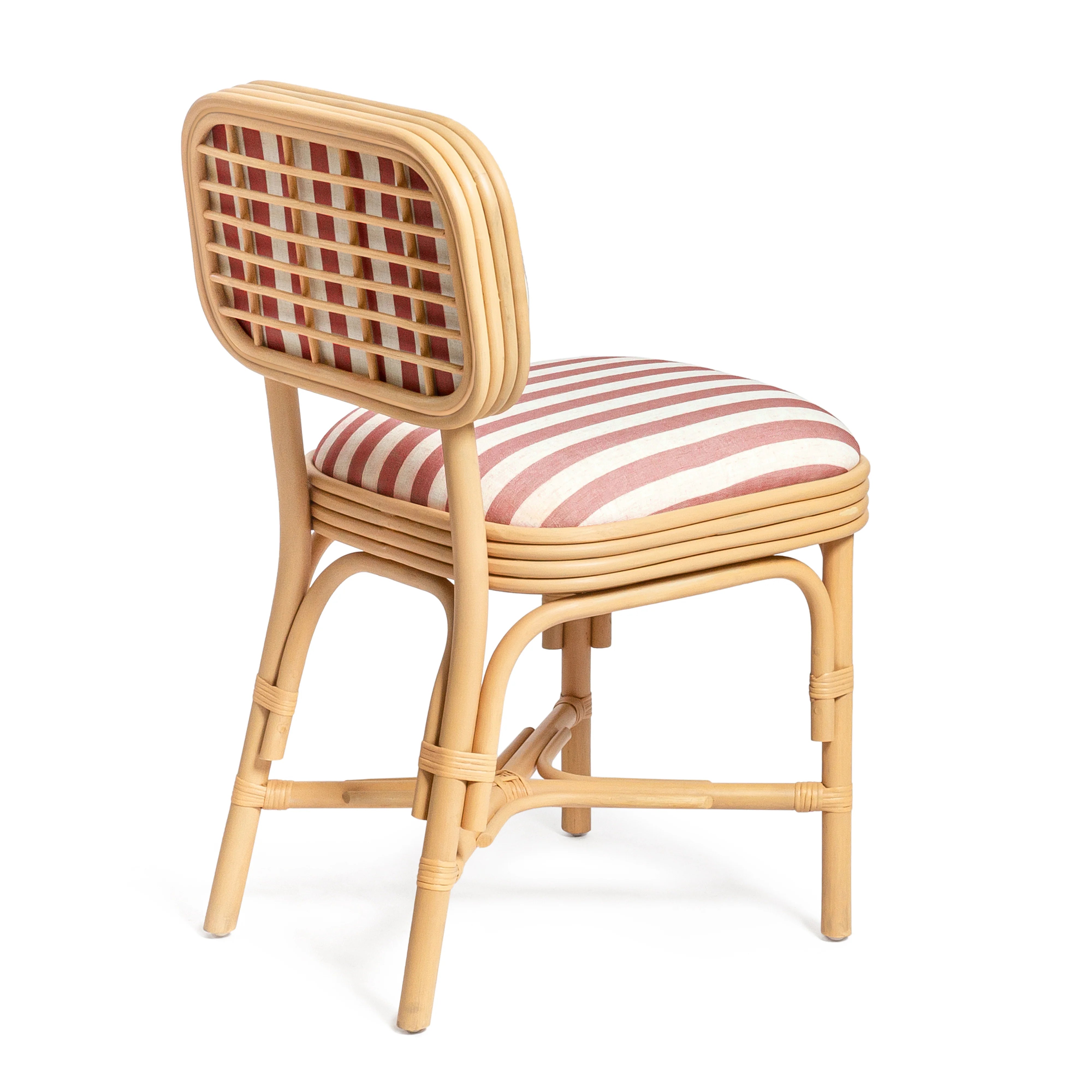 Dorine Striped Performance Linen & Rattan Dining Chair