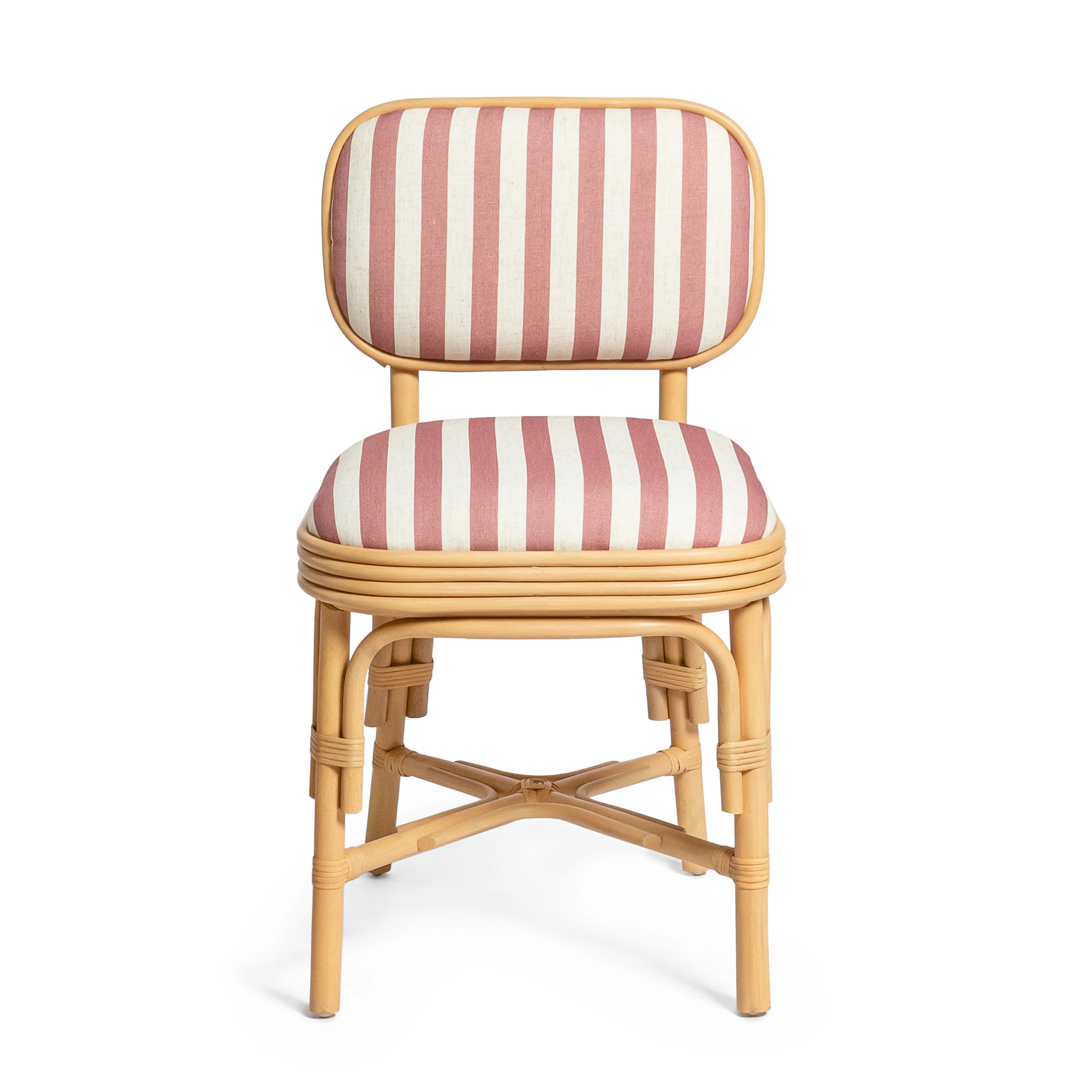 Dorine Striped Performance Linen & Rattan Dining Chair