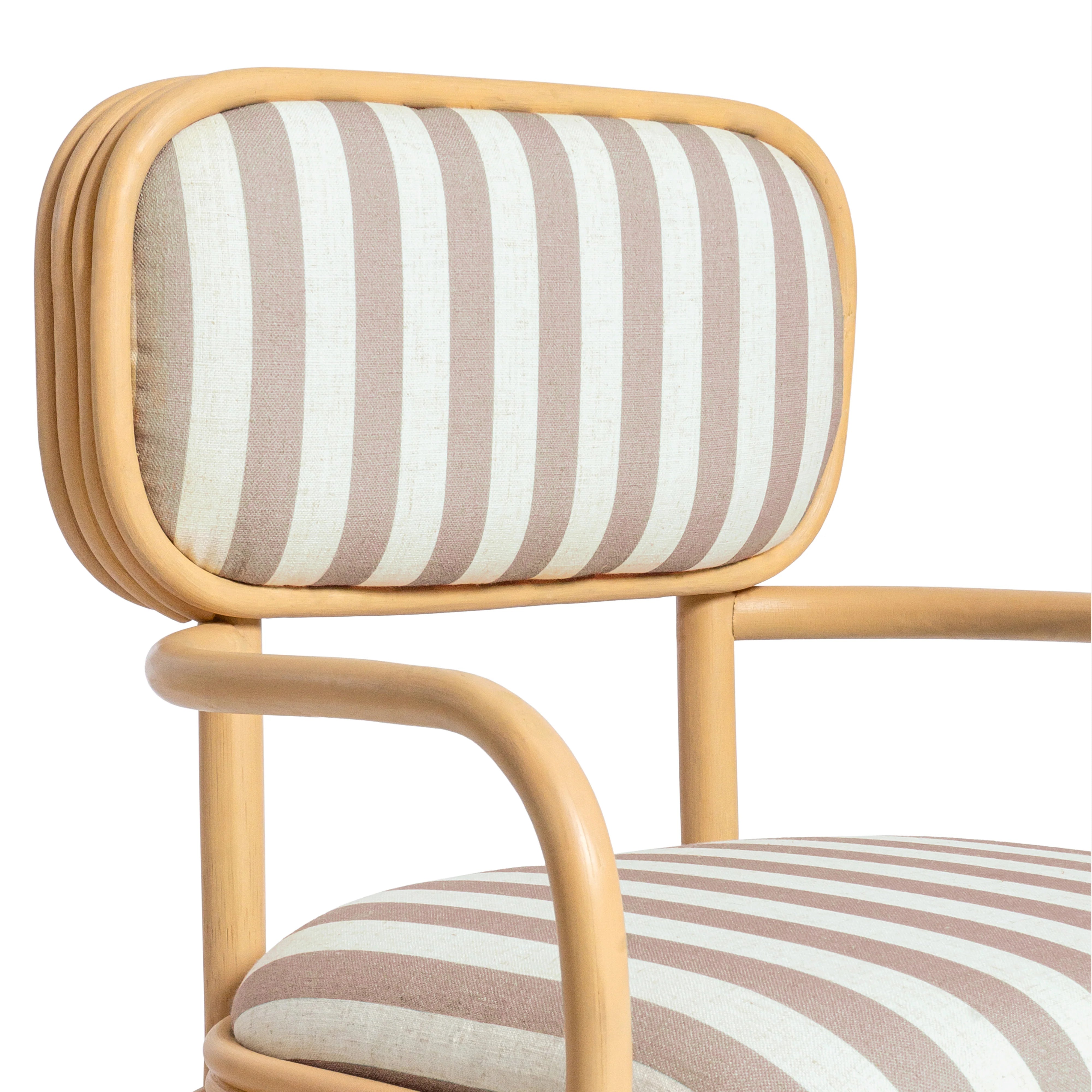 Dorine Striped Performance Linen & Rattan Dining Armchair