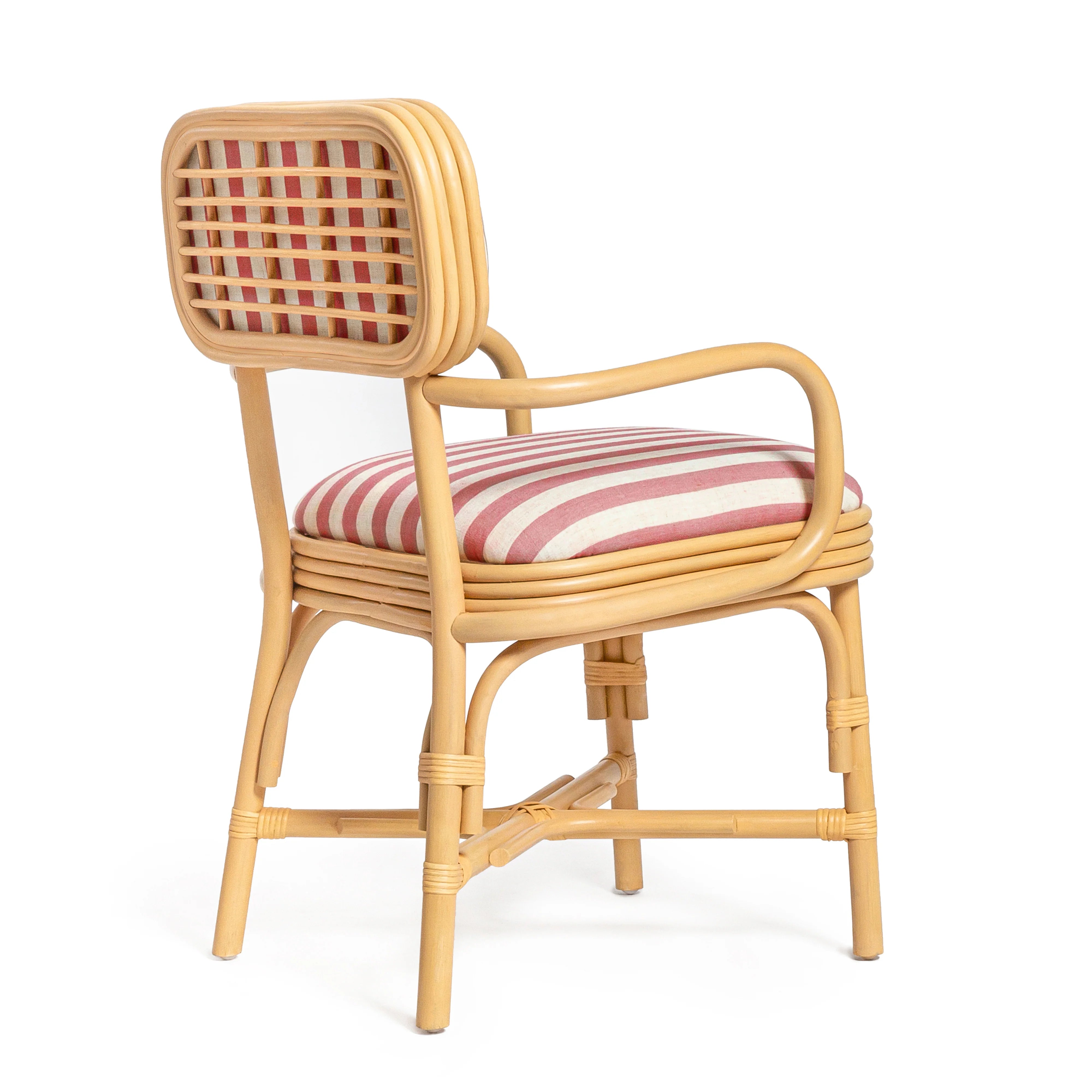 Dorine Striped Performance Linen & Rattan Dining Armchair