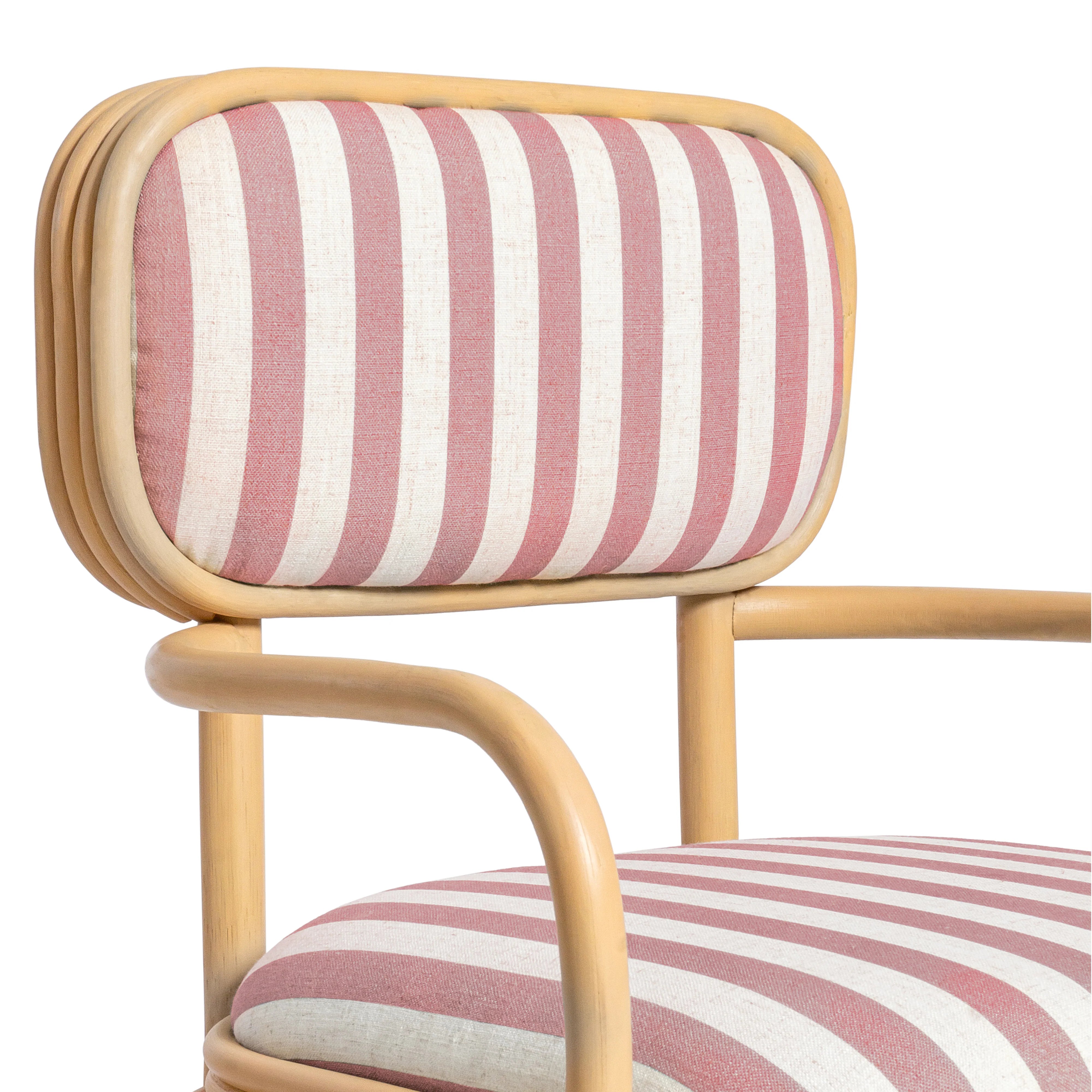 Dorine Striped Performance Linen & Rattan Dining Armchair