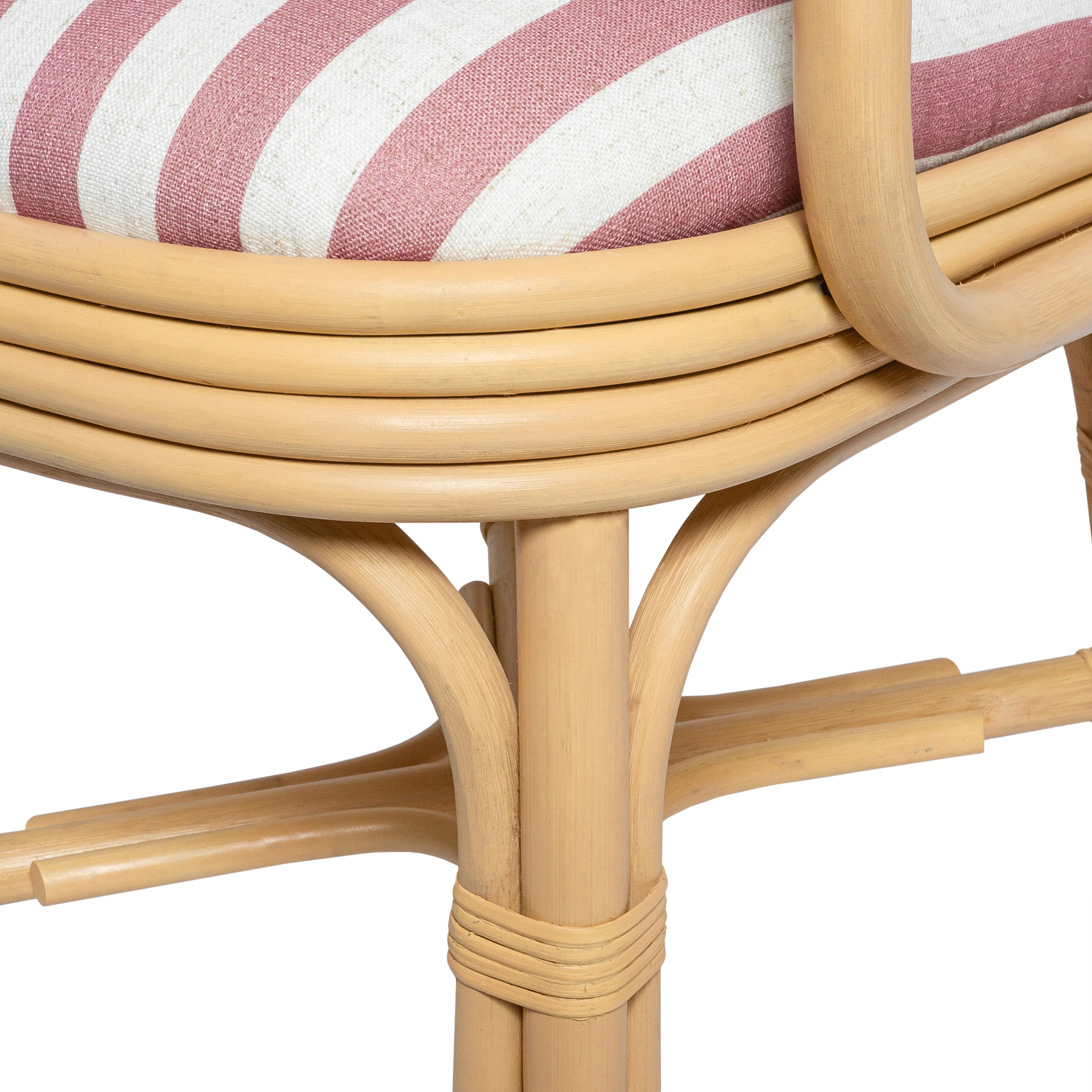 Dorine Striped Performance Linen & Rattan Dining Armchair