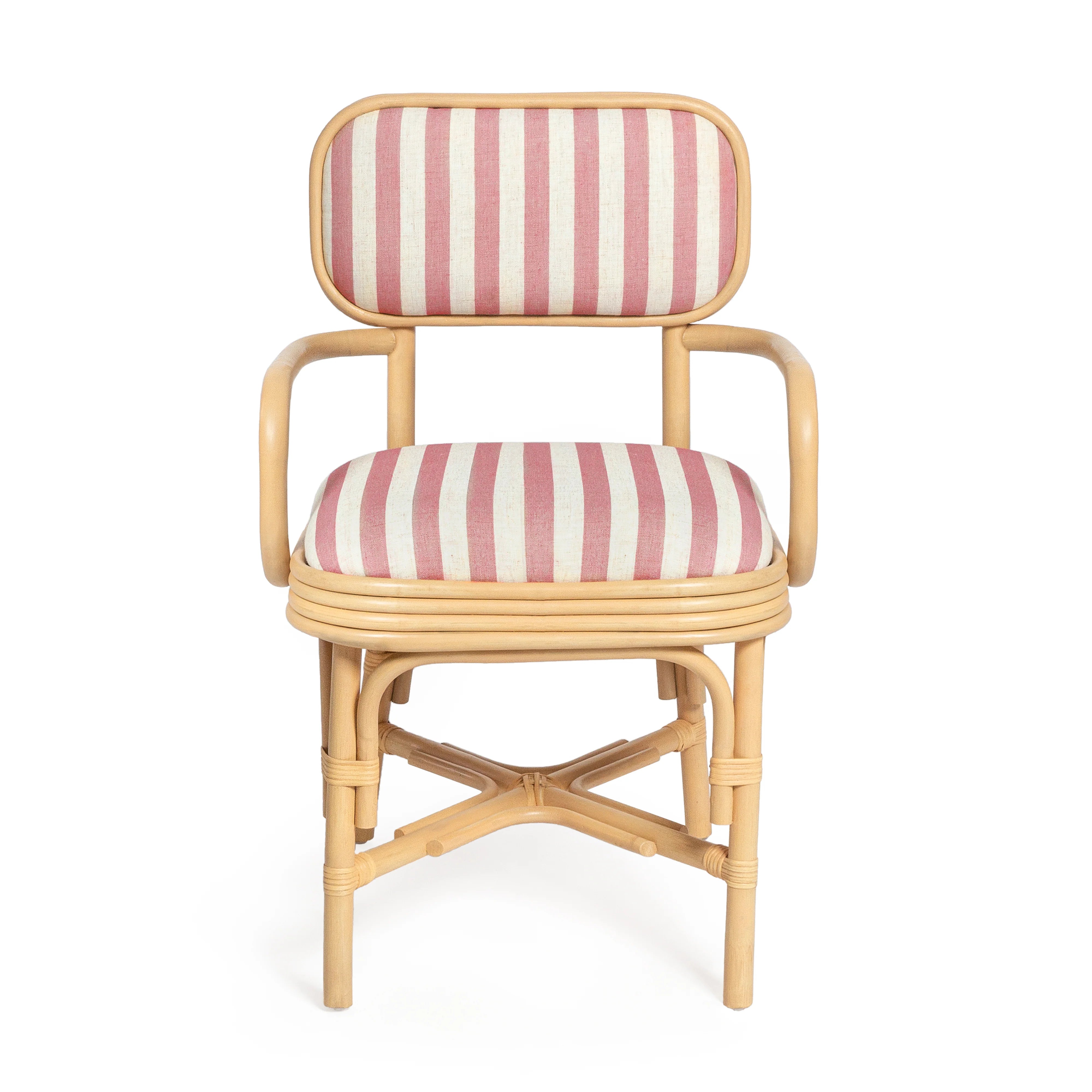 Dorine Striped Performance Linen & Rattan Dining Armchair
