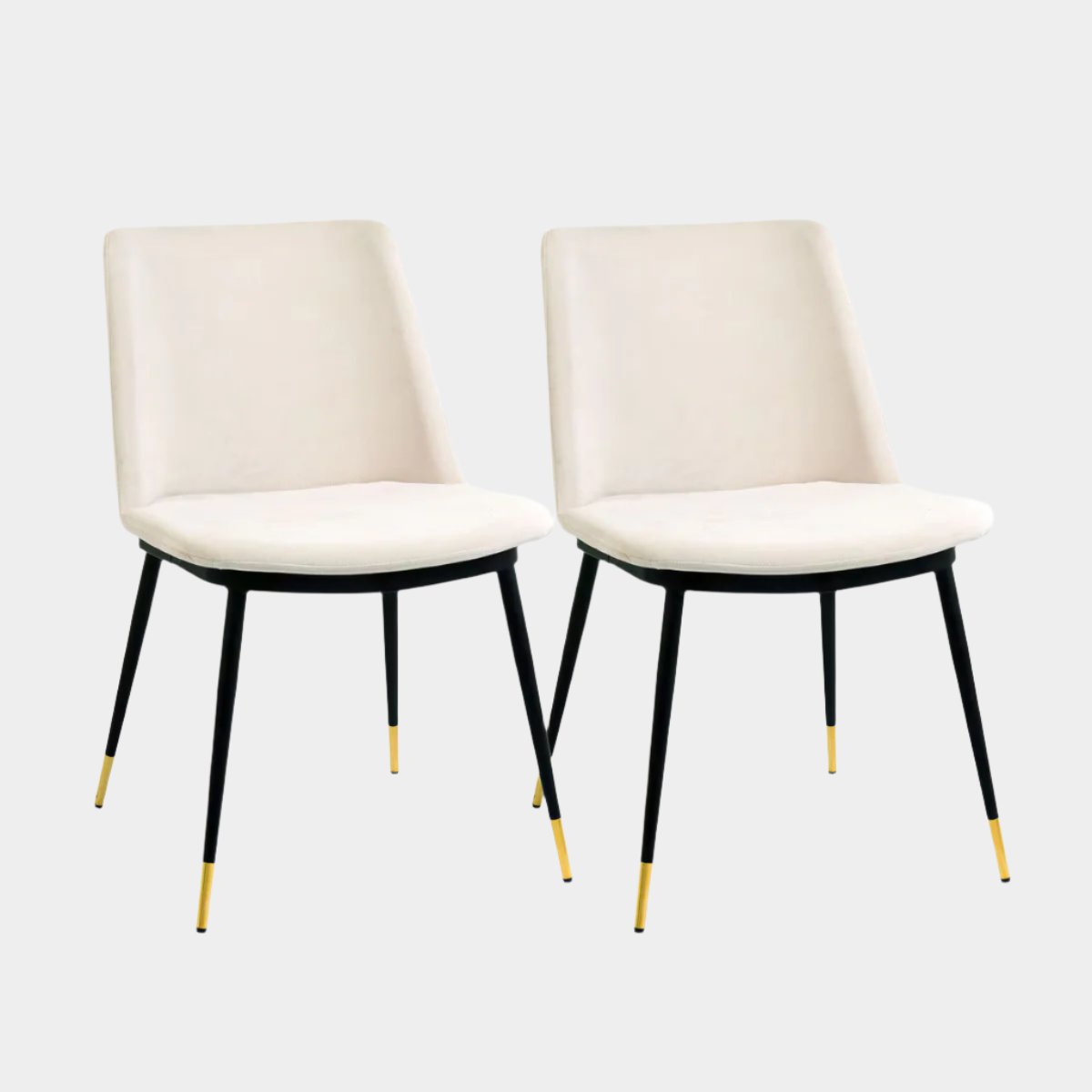 Evora Cream Velvet Chair - Gold Legs - Set of 2