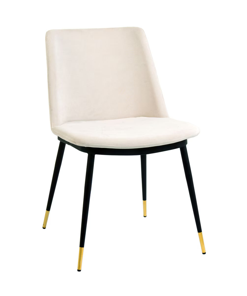 Evora Cream Velvet Chair - Gold Legs - Set of 2