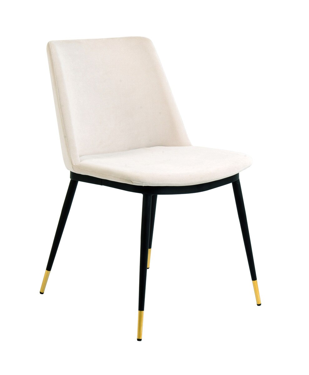 Evora Cream Velvet Chair - Gold Legs - Set of 2