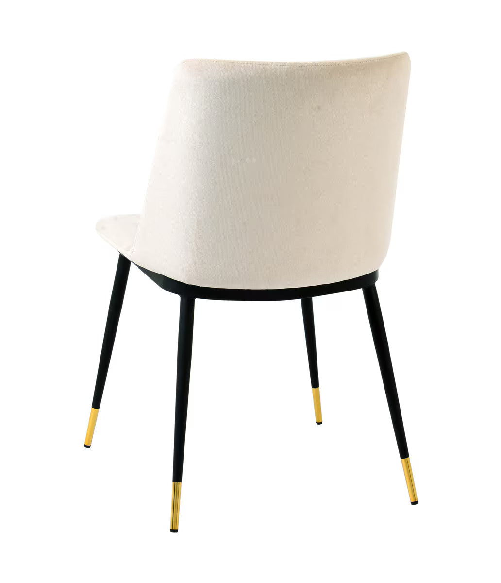 Evora Cream Velvet Chair - Gold Legs - Set of 2