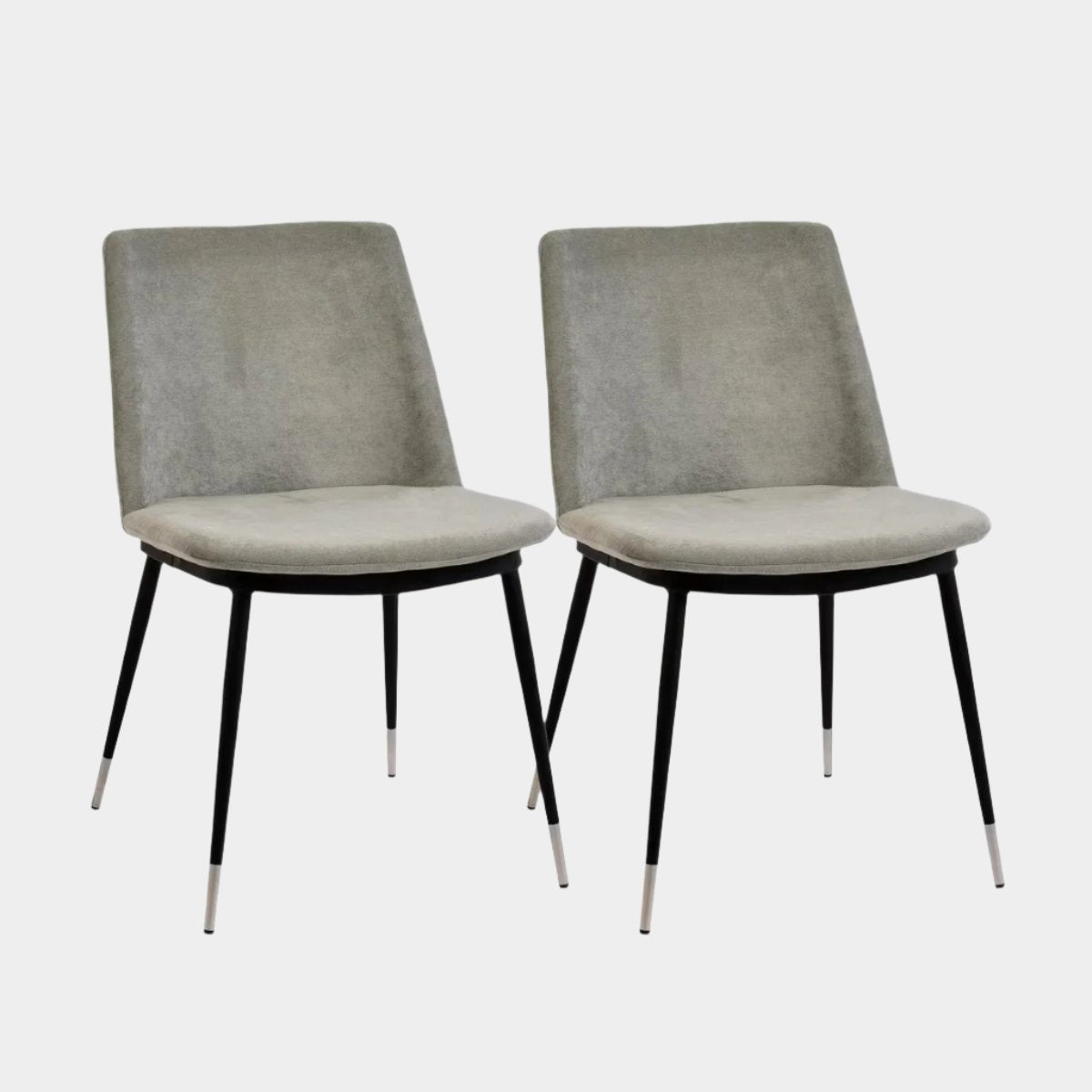 Evora Grey Velvet Chair - Silver Legs - Set of 2