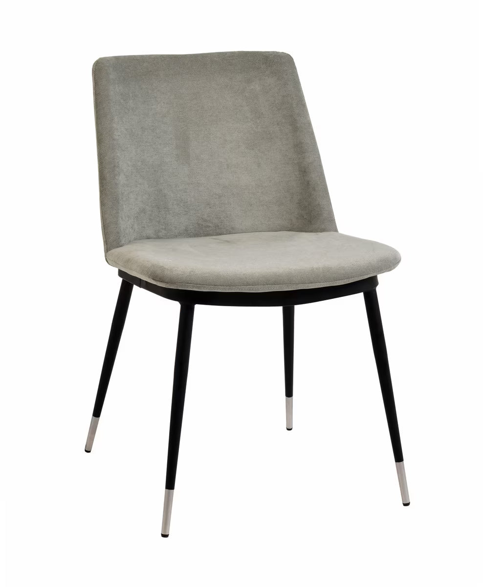 Evora Grey Velvet Chair - Silver Legs - Set of 2