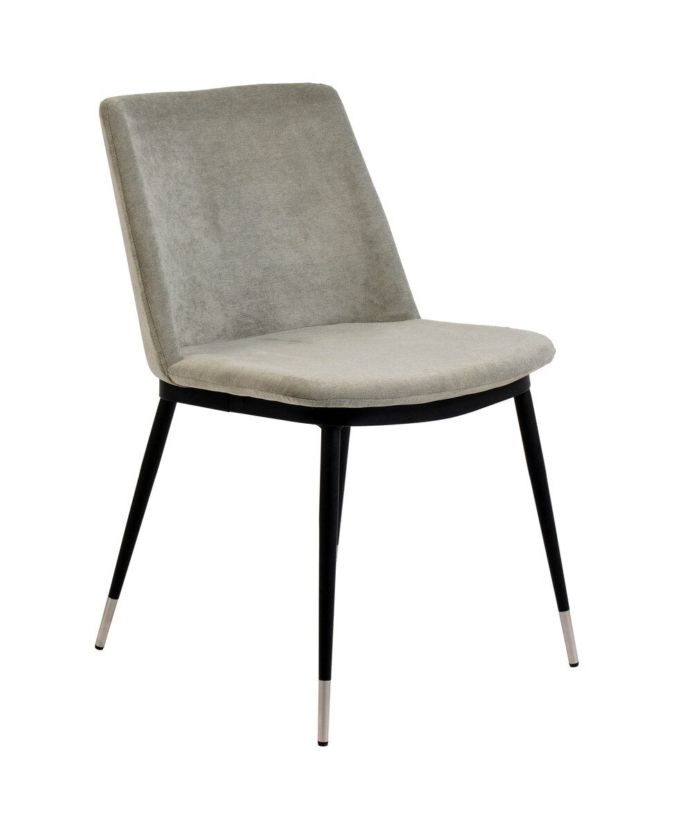 Evora Grey Velvet Chair - Silver Legs - Set of 2