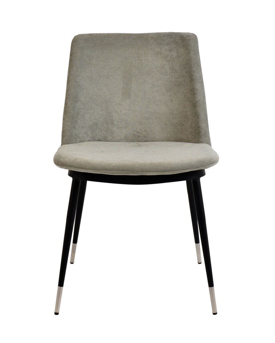 Evora Grey Velvet Chair - Silver Legs - Set of 2