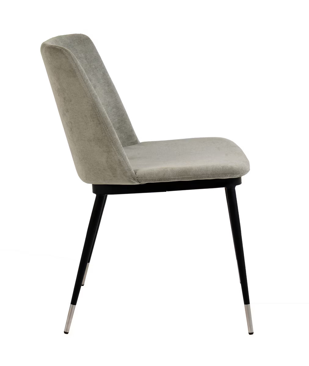 Evora Grey Velvet Chair - Silver Legs - Set of 2