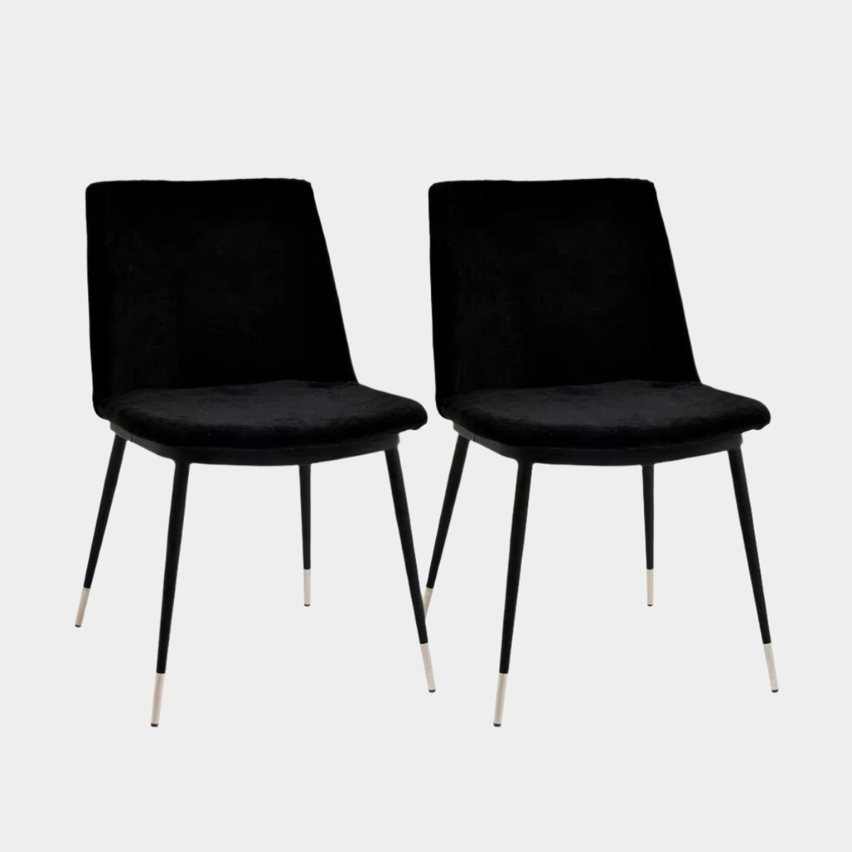 Evora Black Velvet Chair - Silver Legs - Set of 2