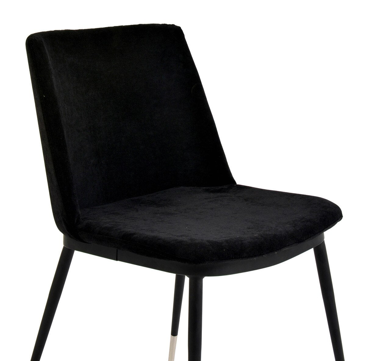 Evora Black Velvet Chair - Silver Legs - Set of 2