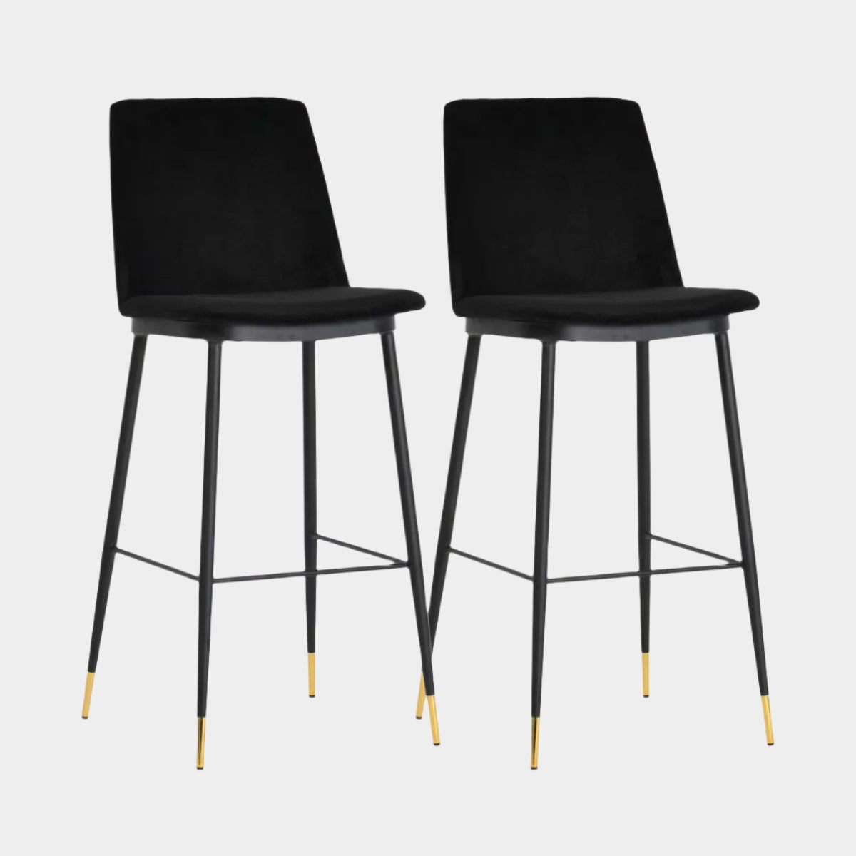 Evora Black Velvet Counter Stool (Set of 2)