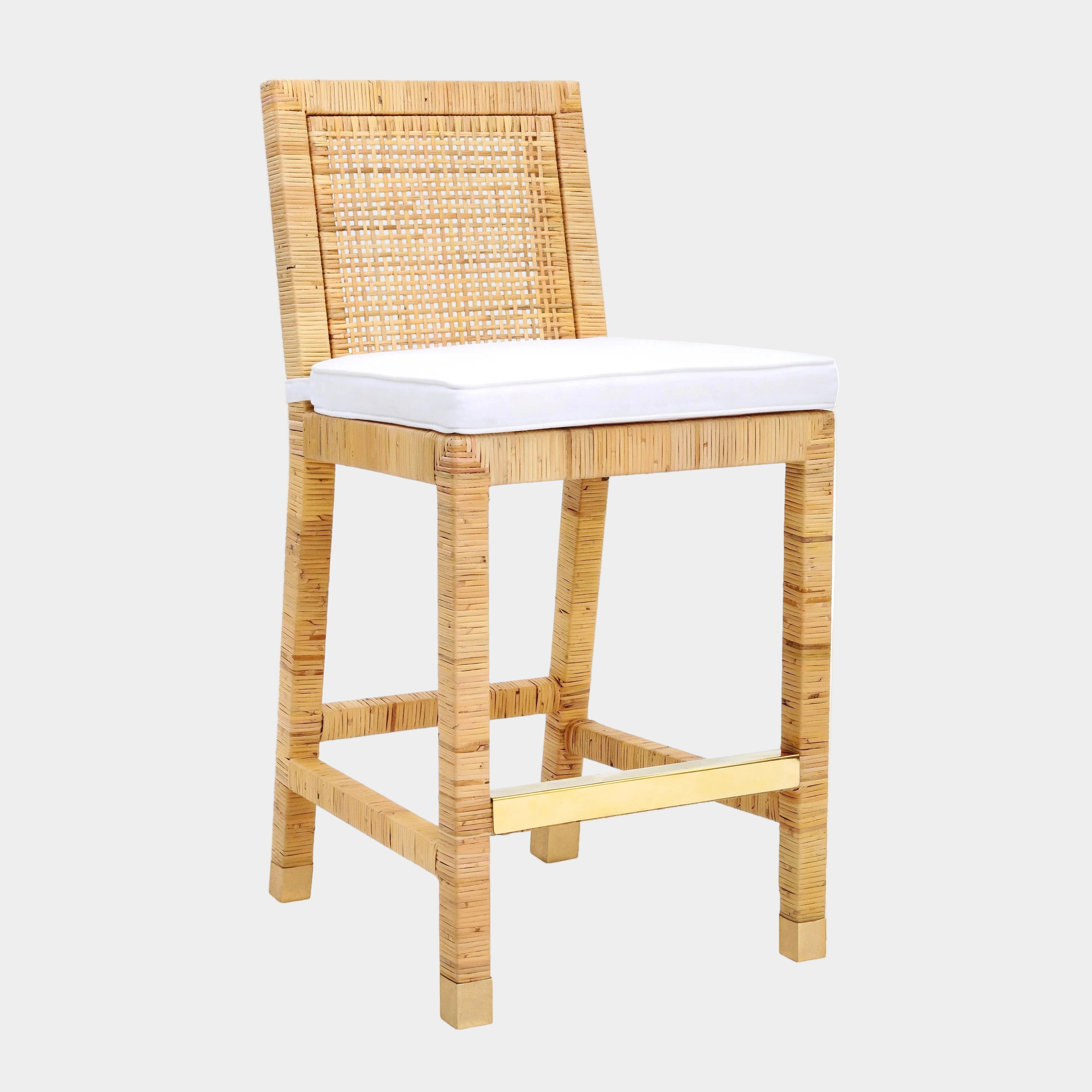 Tabouret de bar en tissu et rotin Amara Performance