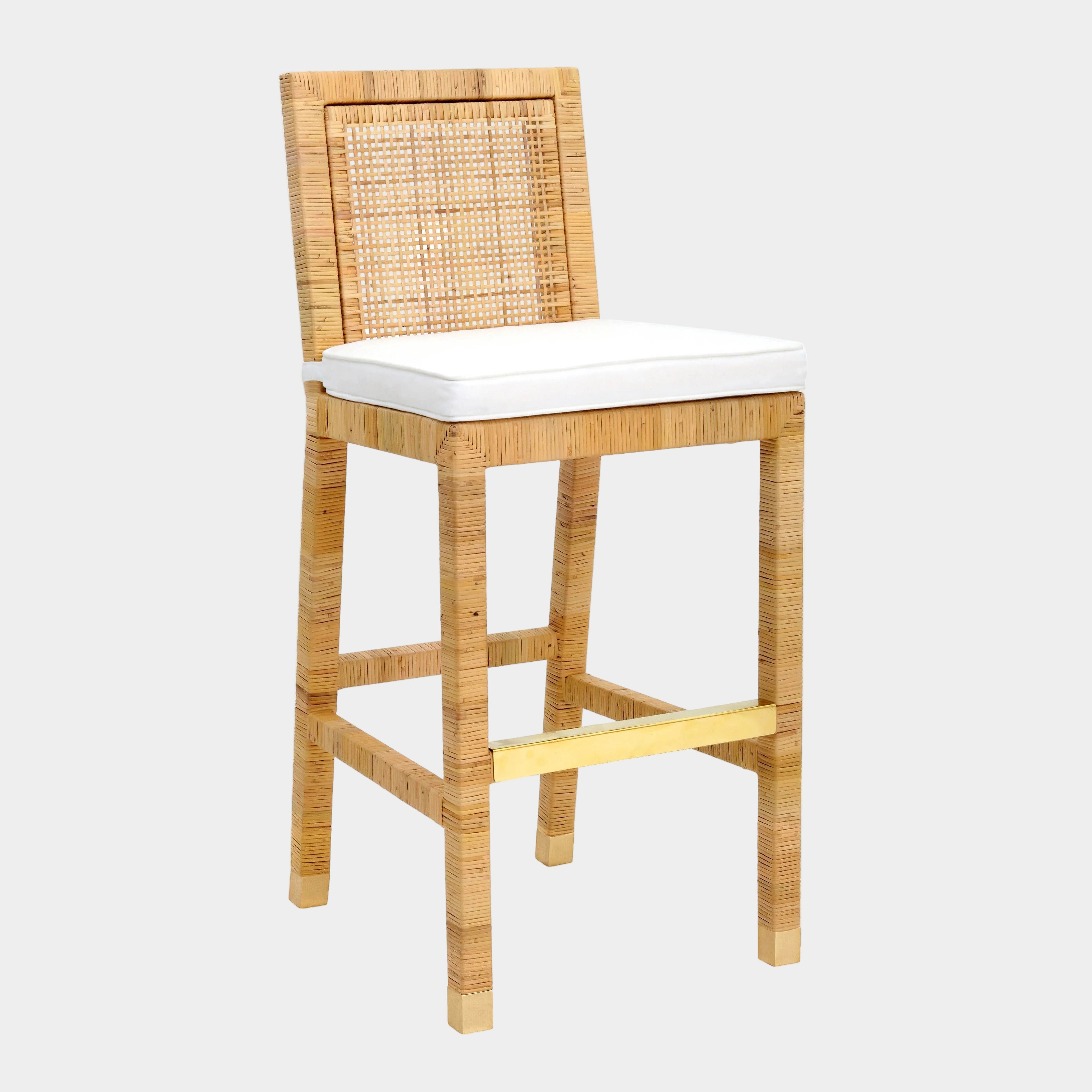 Amara Woven Rattan Performance Fabric Stool