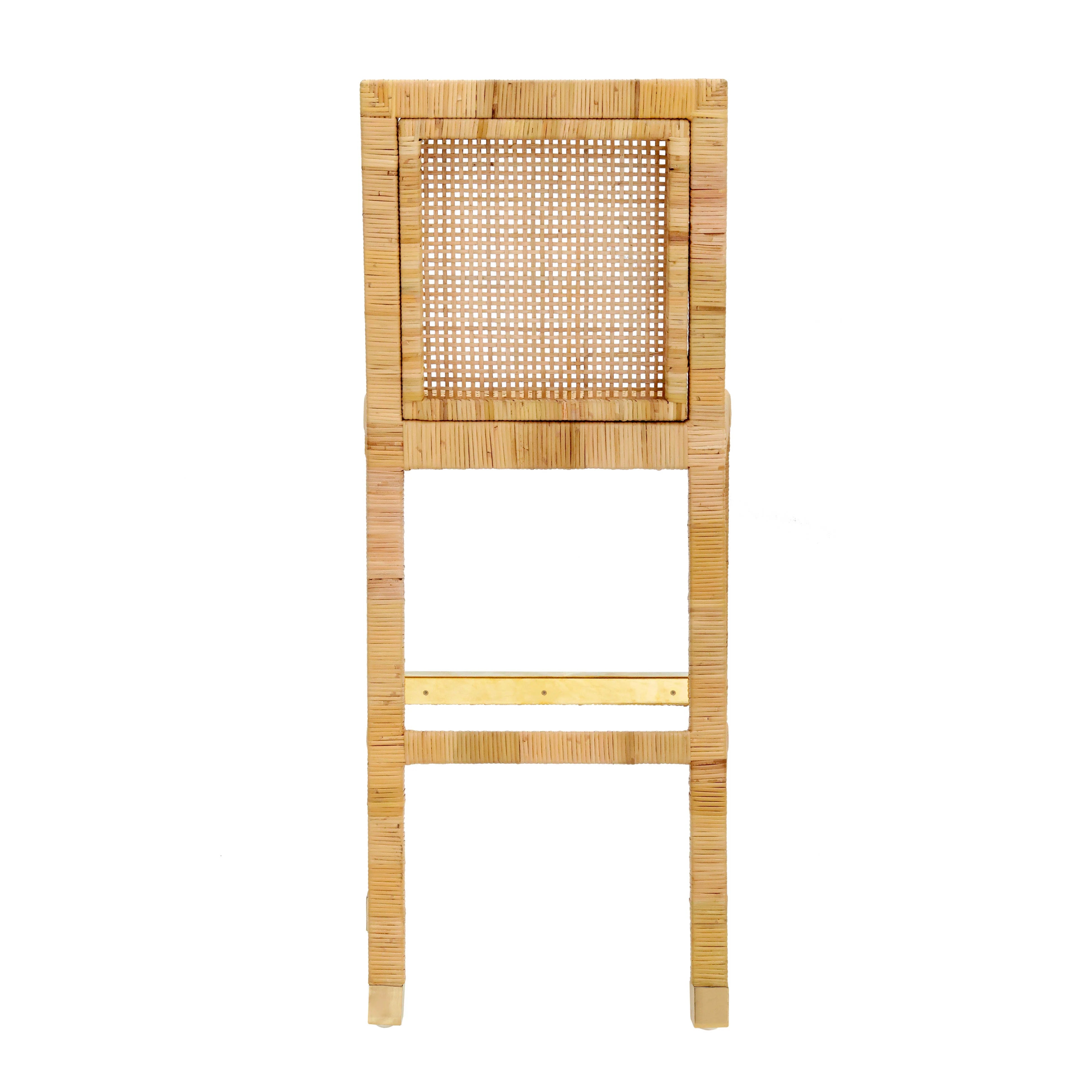 Amara Woven Rattan Performance Fabric Stool