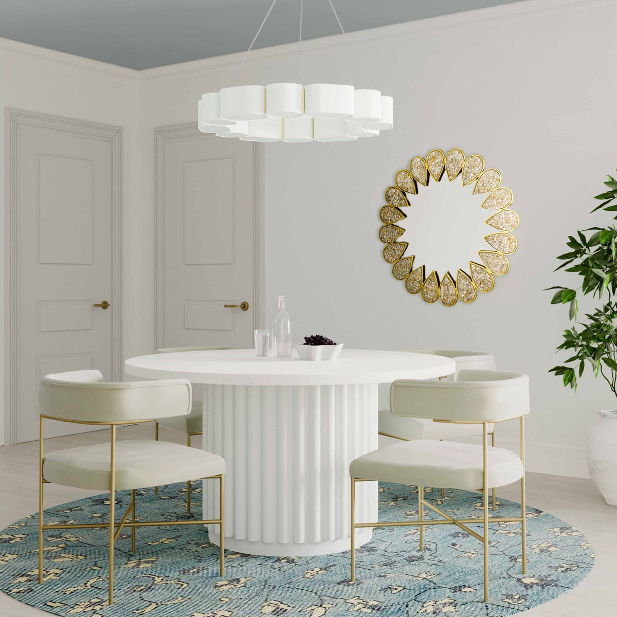 Kali White 55" Round Dining Table